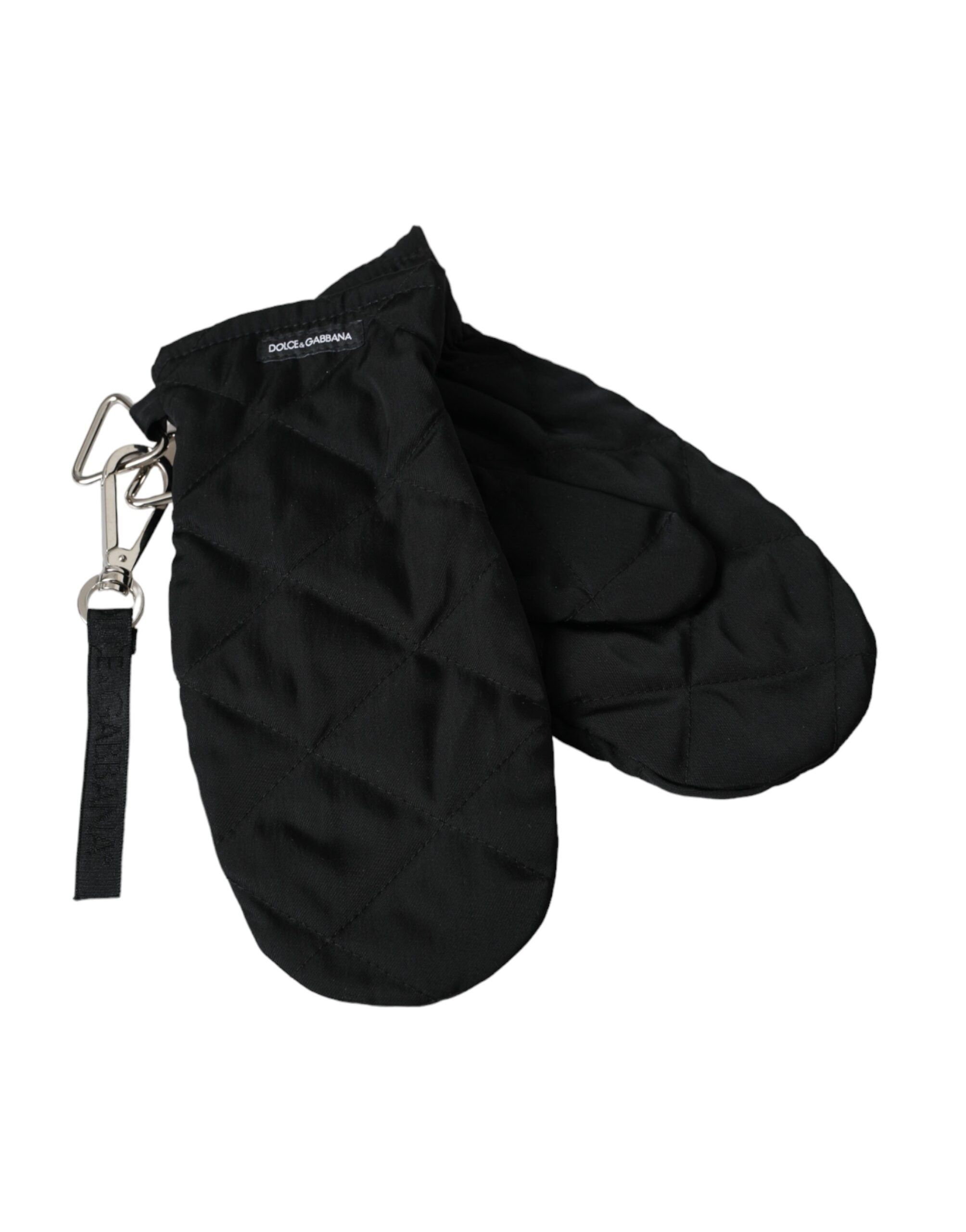 Dolce & Gabbana Black Quilted Nylon Wrist Length Gloves