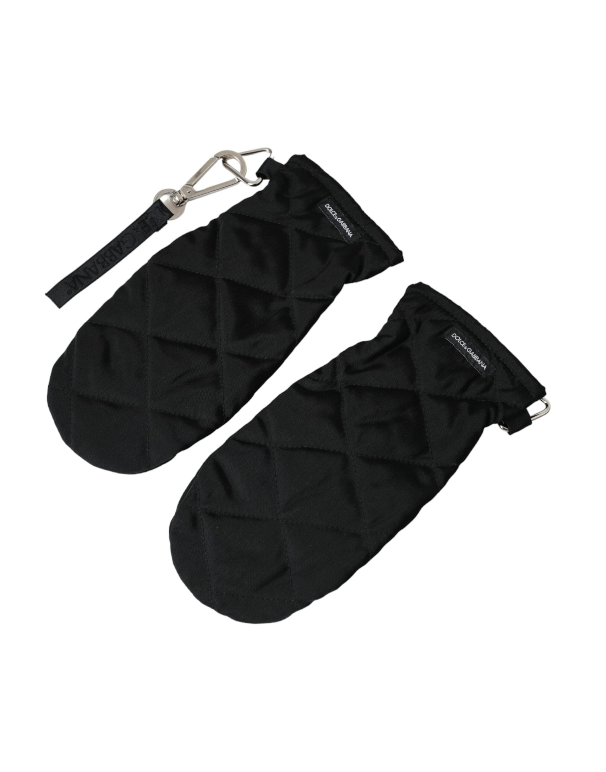 Dolce & Gabbana Black Quilted Nylon Wrist Length Gloves
