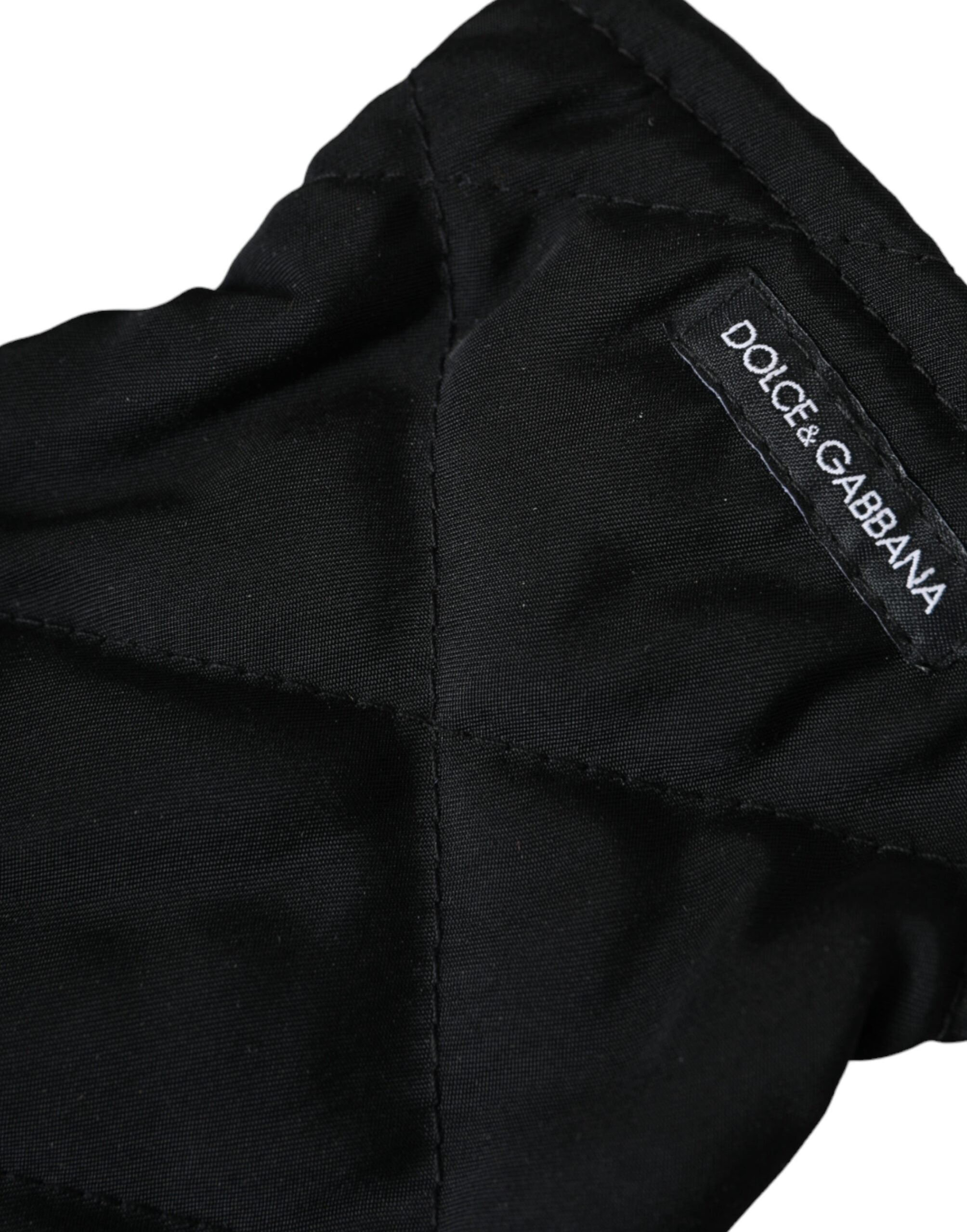 Dolce & Gabbana Black Quilted Nylon Wrist Length Gloves