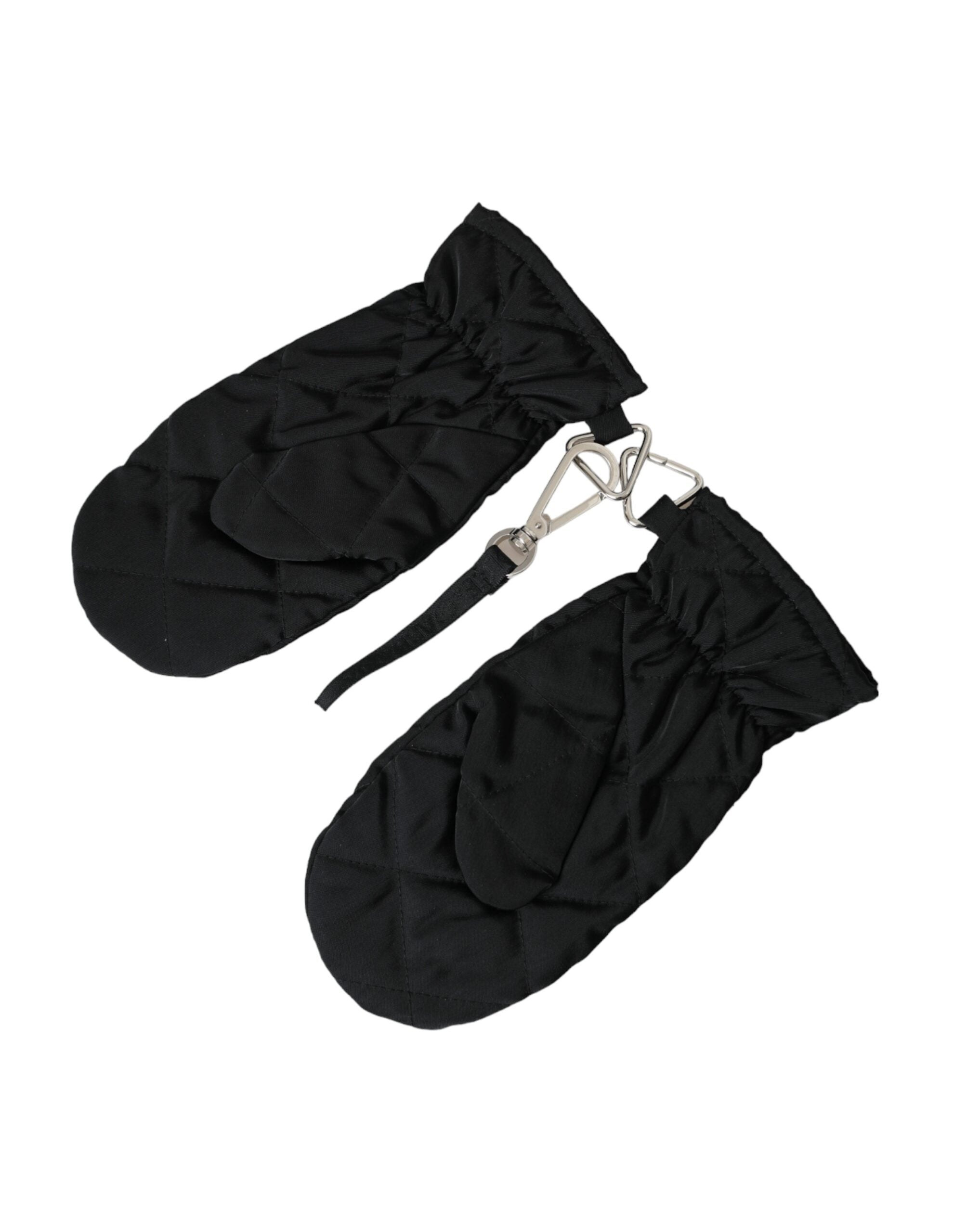 Dolce & Gabbana Black Quilted Nylon Wrist Length Gloves