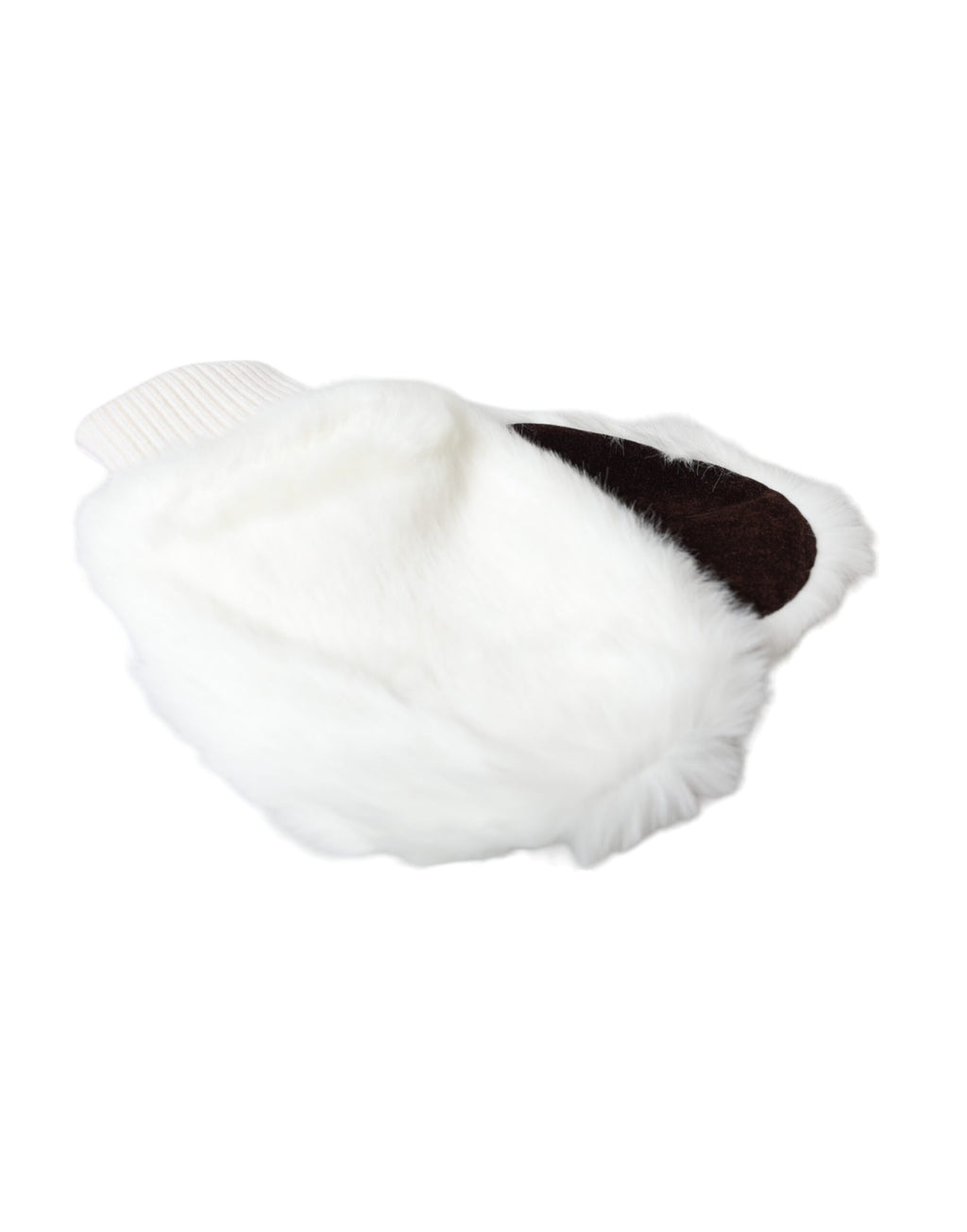 Dolce & Gabbana White Acrylic Knitted Faux Fur Wrist Mittens Gloves
