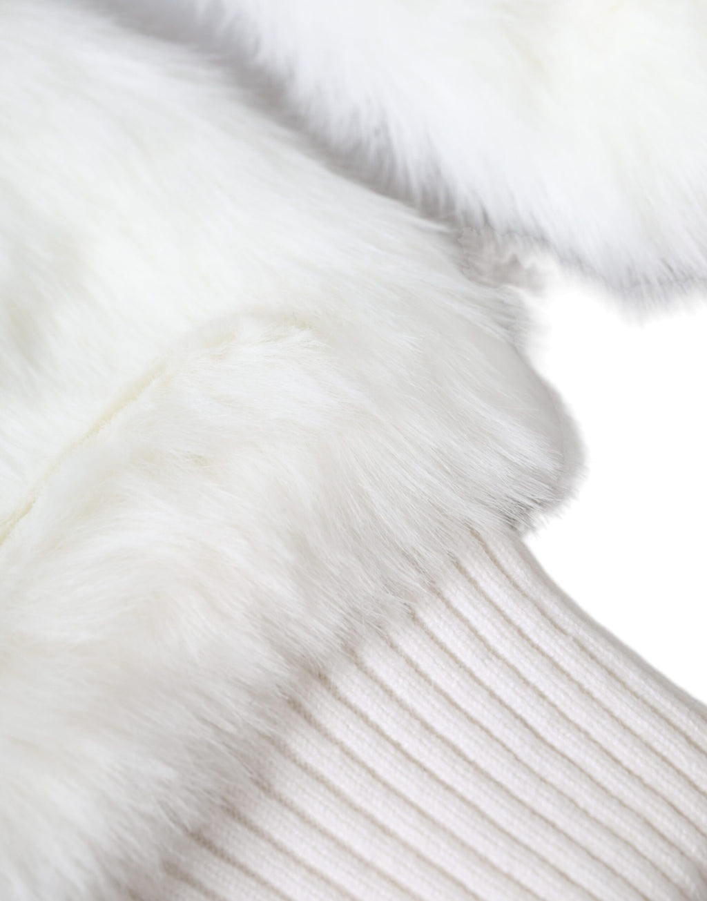 Dolce & Gabbana White Acrylic Knitted Faux Fur Wrist Mittens Gloves