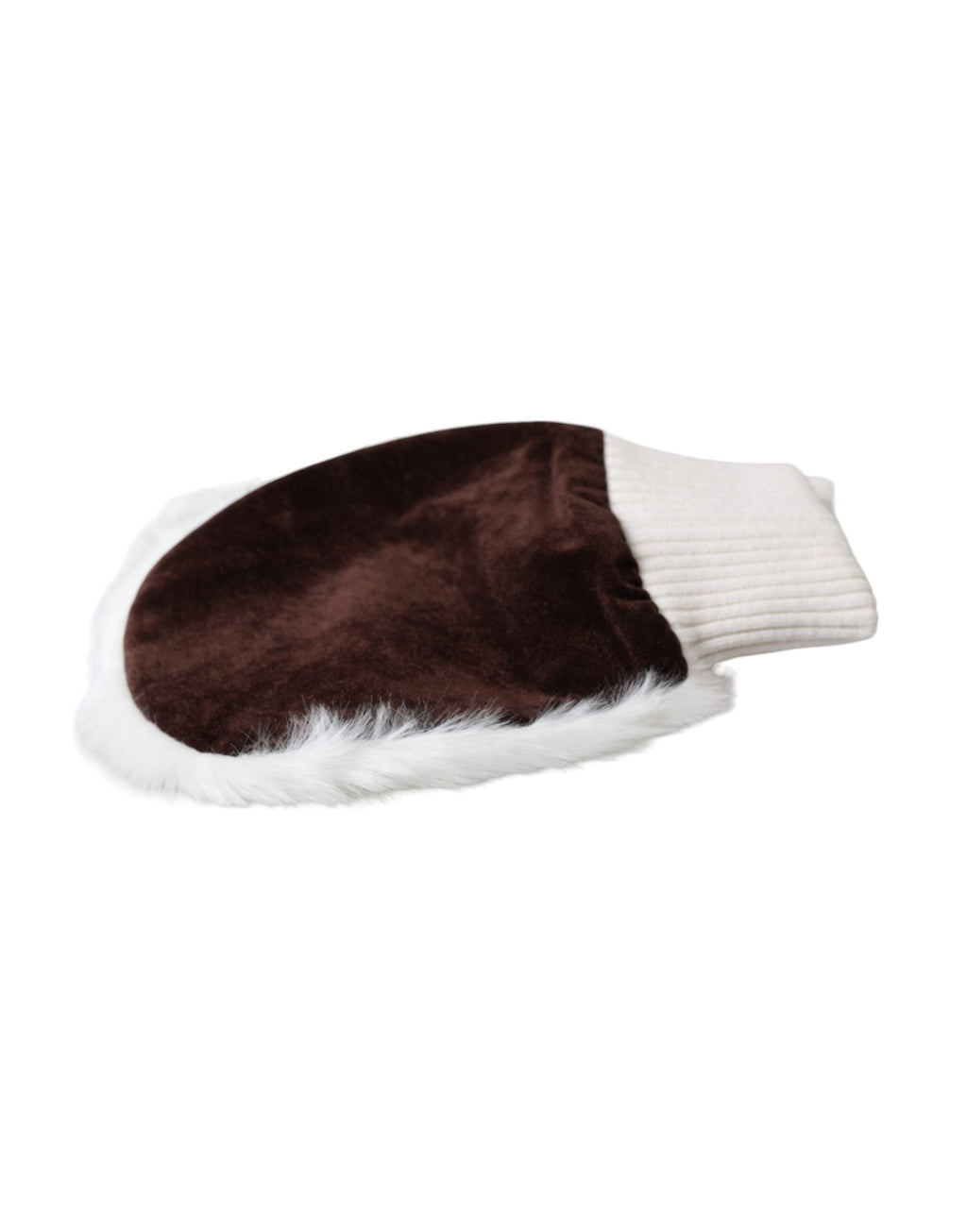 Dolce & Gabbana White Acrylic Knitted Faux Fur Wrist Mittens Gloves