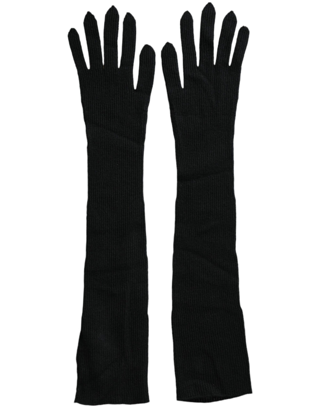 Dolce & Gabbana Black Cashmere Elbow-Length Knitted Gloves