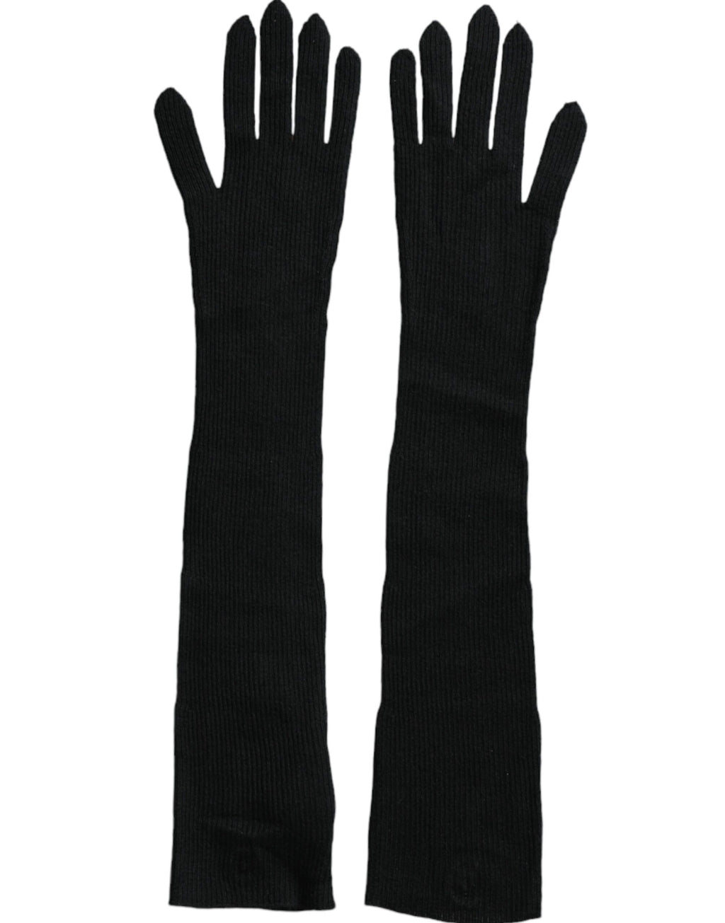 Dolce & Gabbana Black Cashmere Elbow-Length Knitted Gloves
