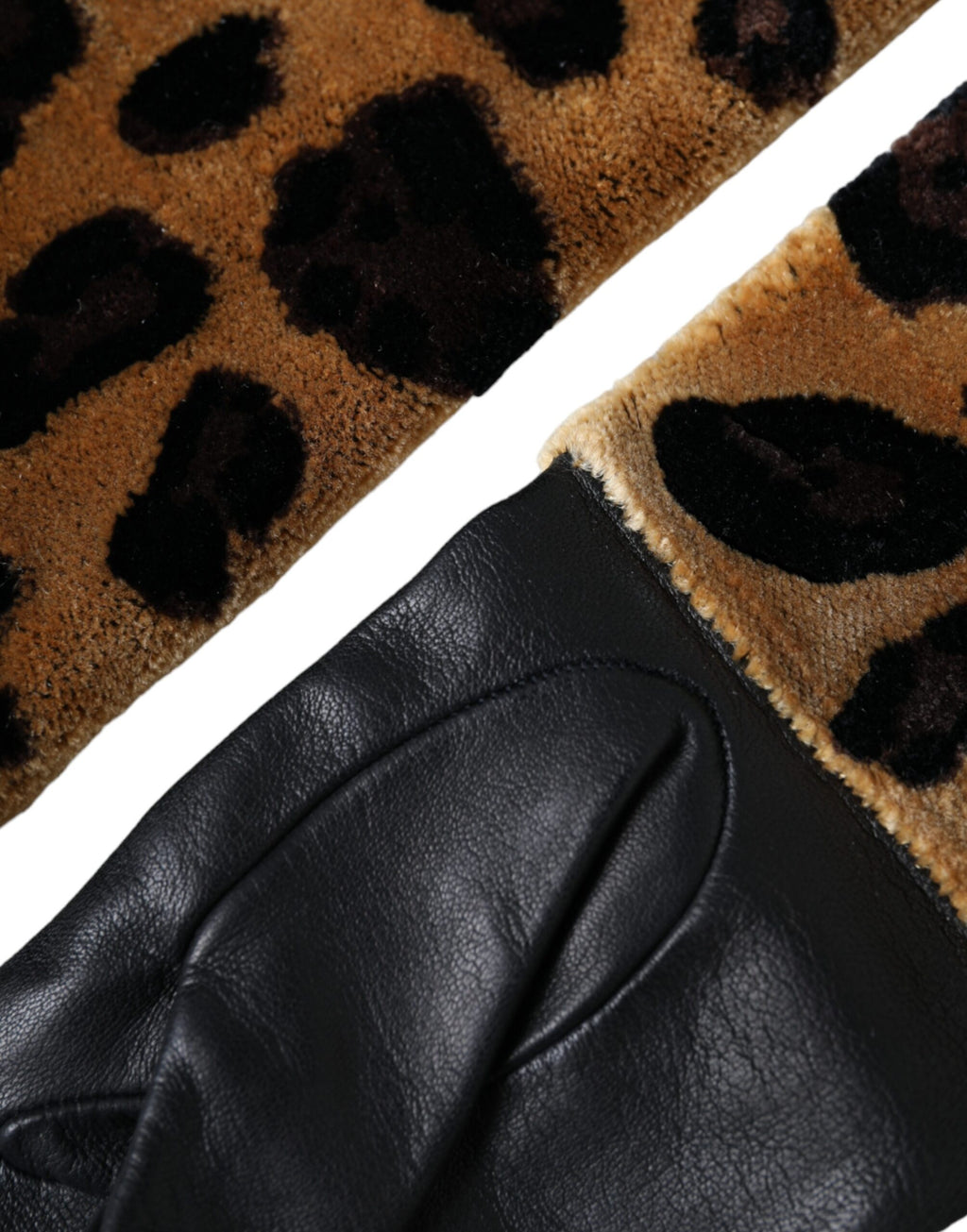 Dolce & Gabbana Brown Black Leopard Leather Elbow-Length Gloves