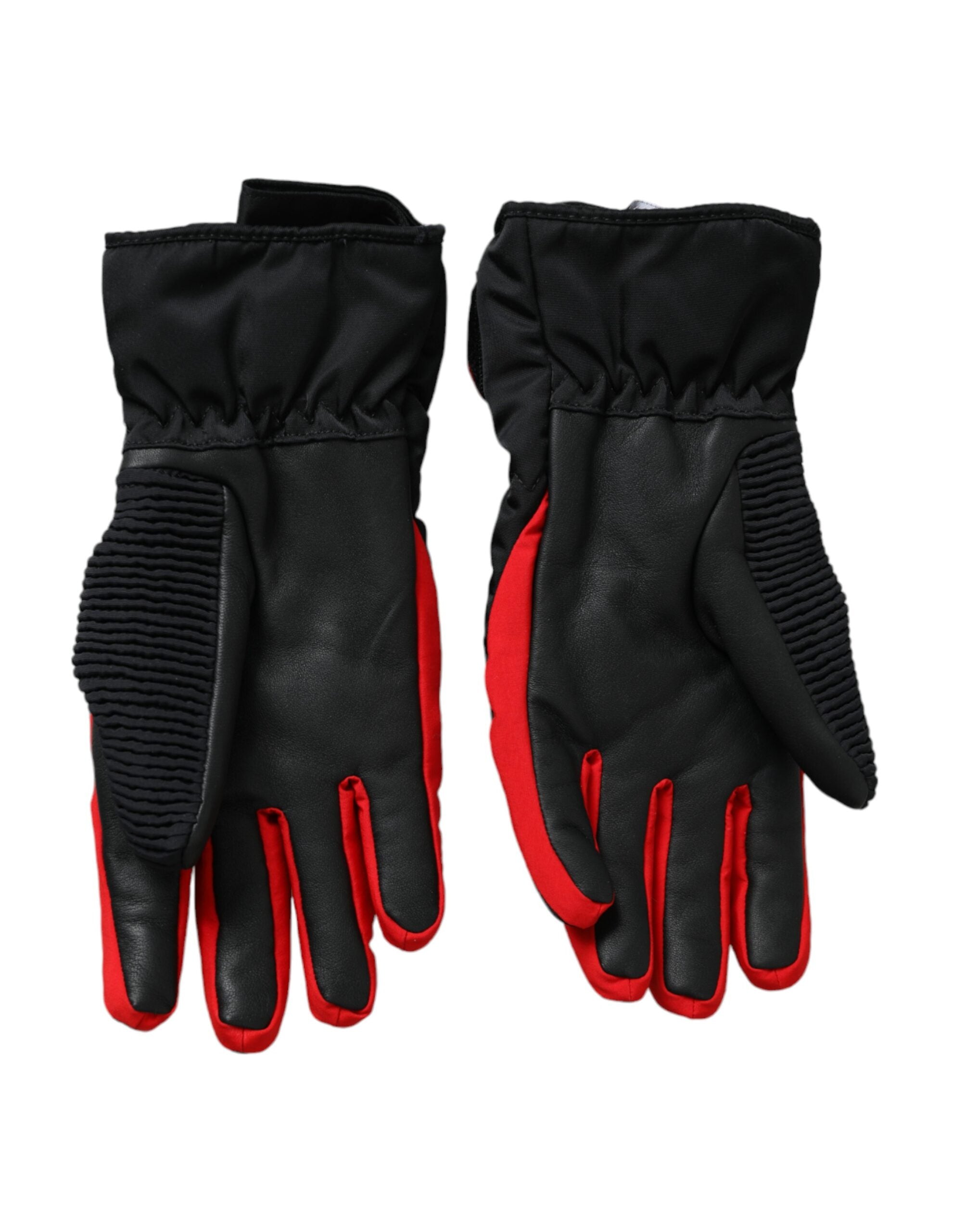 Dolce & Gabbana Black and Red Nylon Wrist-Length Gloves