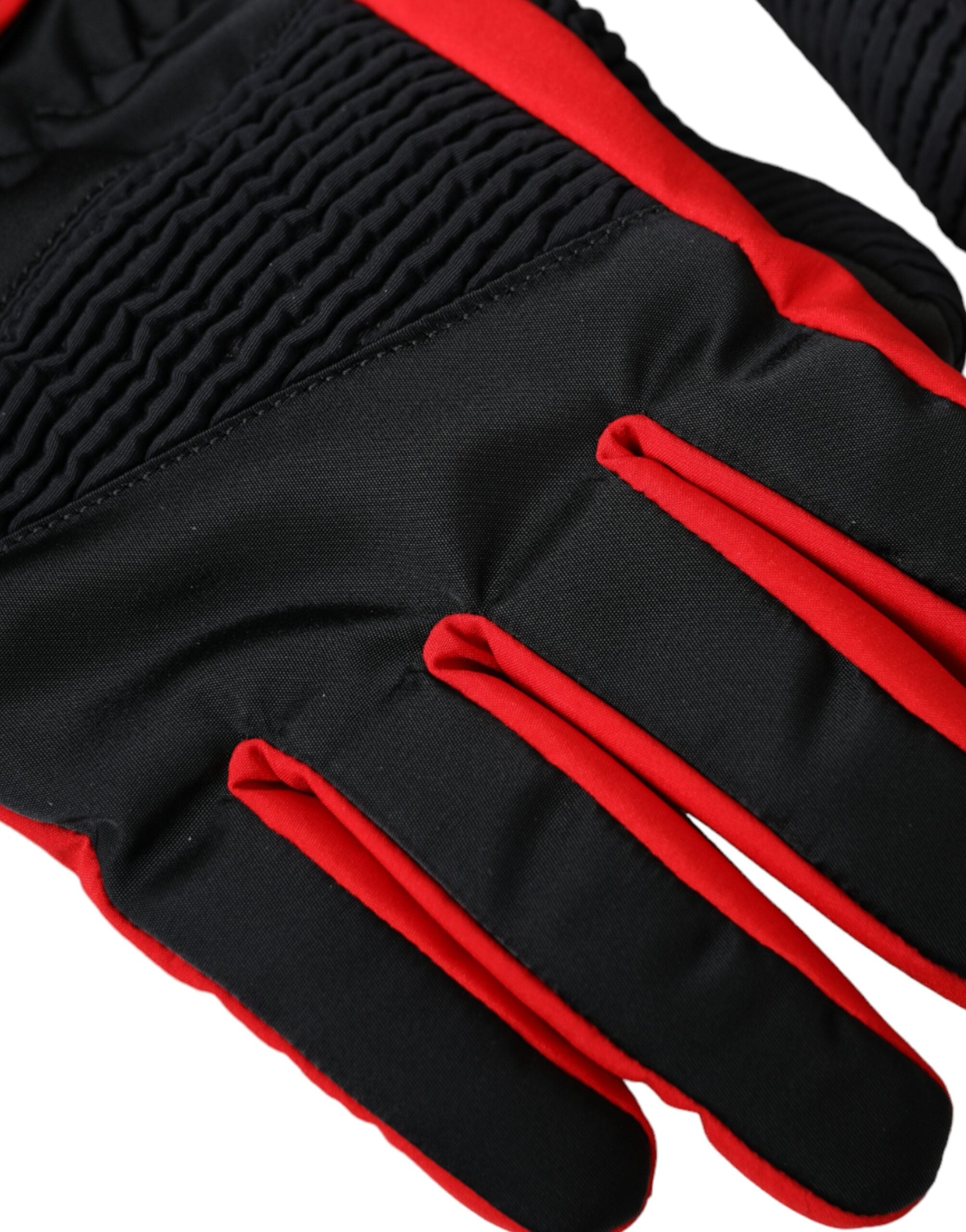Dolce & Gabbana Black and Red Nylon Wrist-Length Gloves