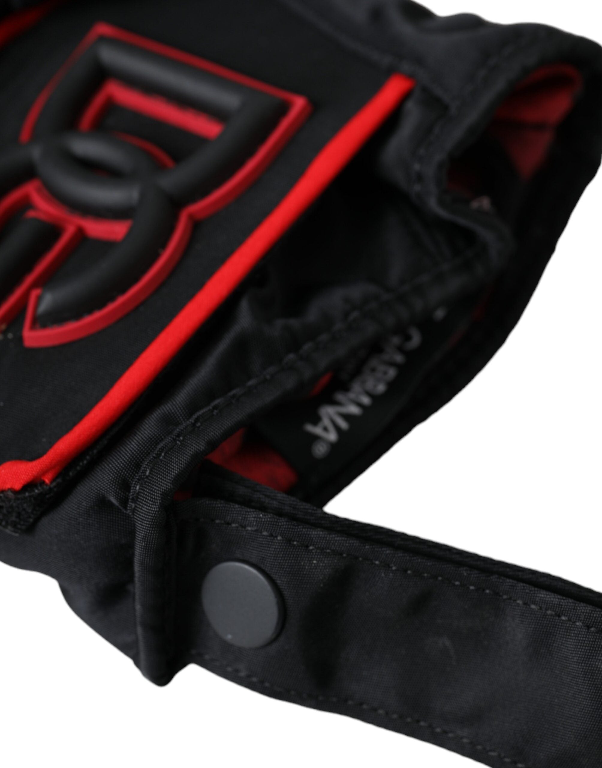 Dolce & Gabbana Black and Red Nylon Wrist-Length Gloves