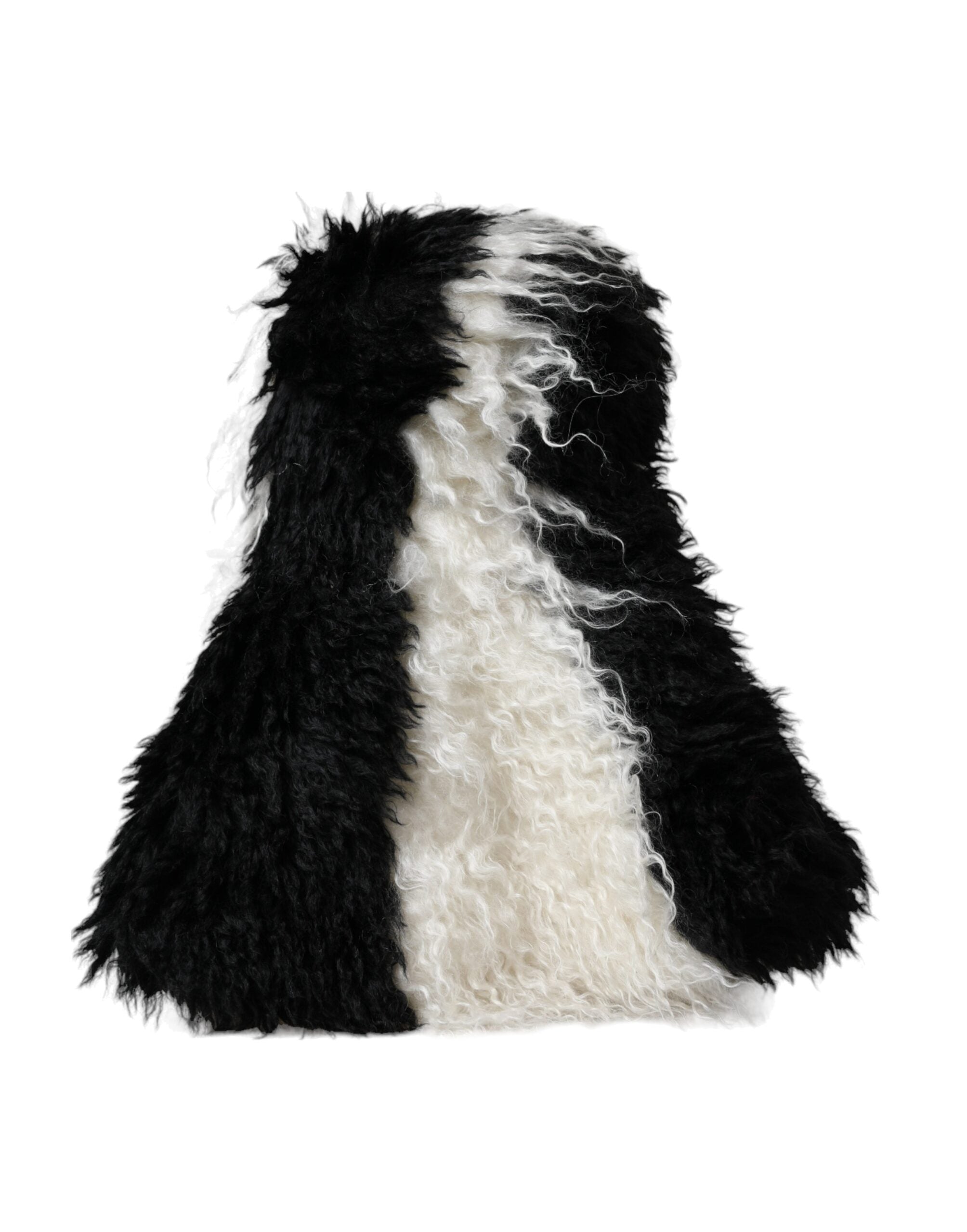 Dolce & Gabbana Black and White Stripe Mohair Fur Bucket Hat