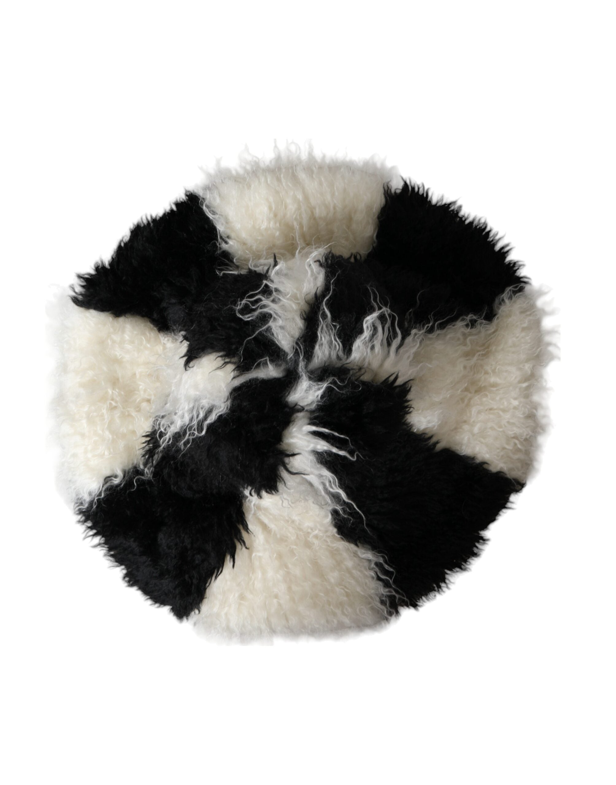 Dolce & Gabbana Black and White Stripe Mohair Fur Bucket Hat