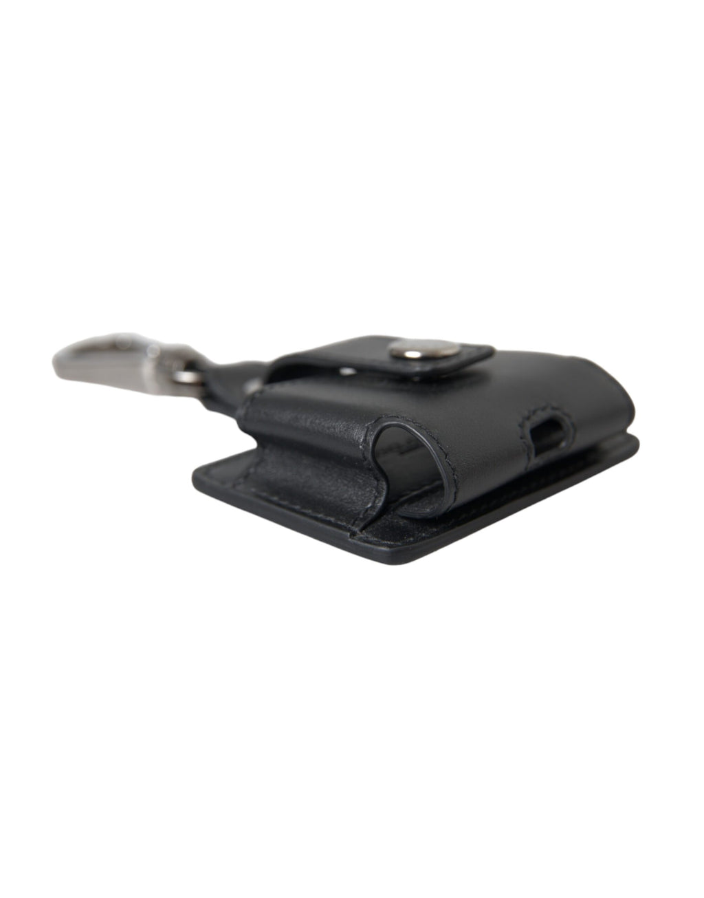 Dolce & Gabbana Black Smooth Leather Silver Metal Airpods Case