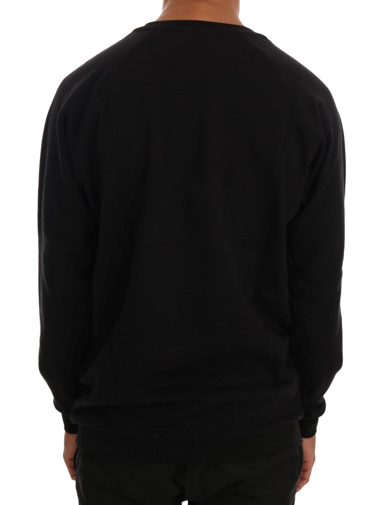 Daniele Alessandrini Schwarzer Pullover aus Baumwolle mit Rundhalsausschnitt