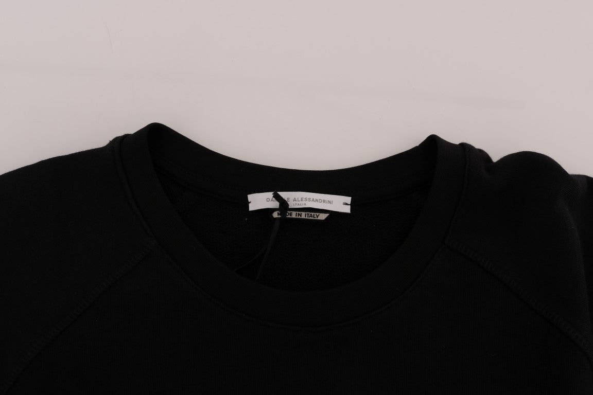 Daniele Alessandrini Schwarzer Pullover aus Baumwolle mit Rundhalsausschnitt