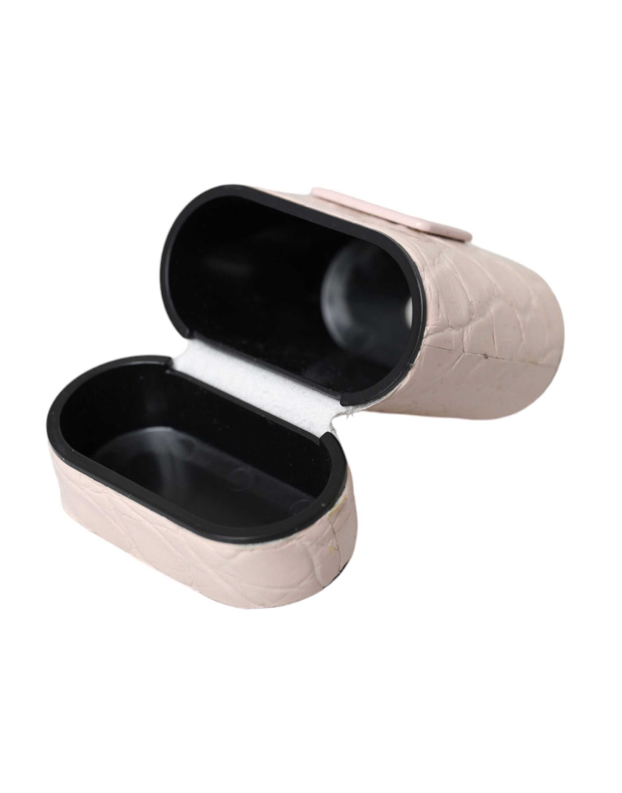 Dolce & Gabbana Light Pink Leather Metal Logo Plaque AirPods Case