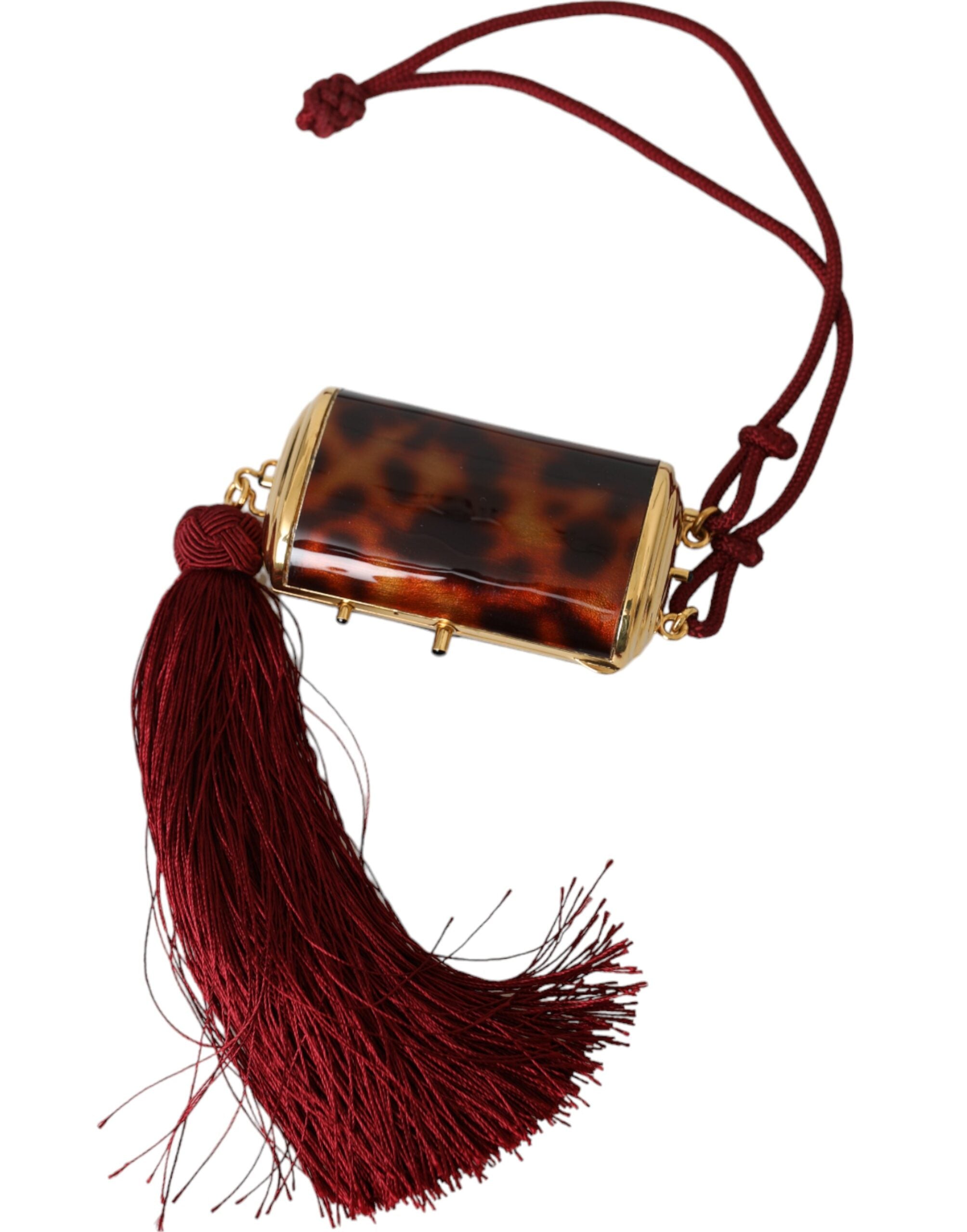 Dolce & Gabbana Brown Leopard Mini Mirror Tassel Makeup Holder Pouch