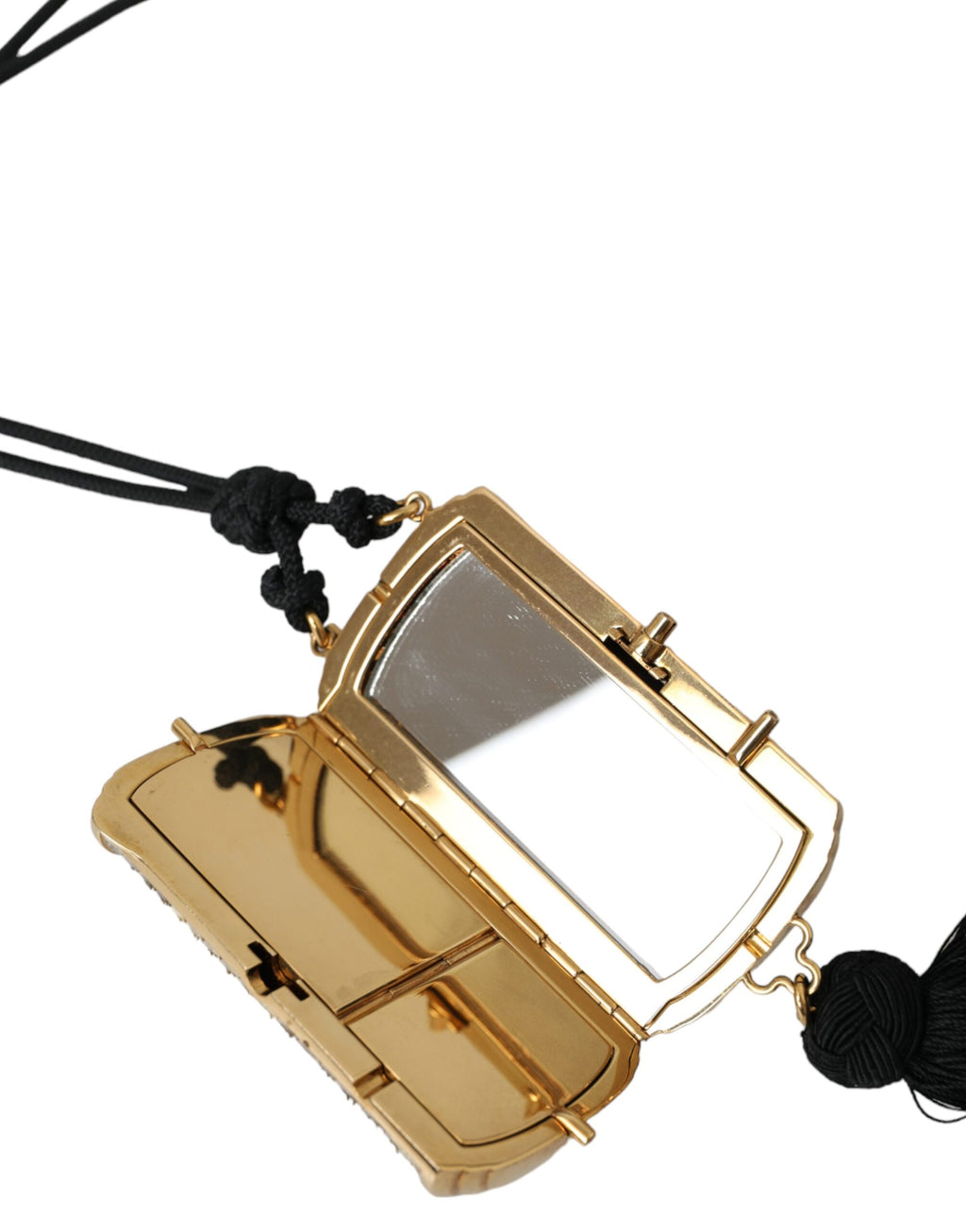 Dolce & Gabbana Beige Exotisches Leder Mini-Spiegel Quaste Make Up Tasche
