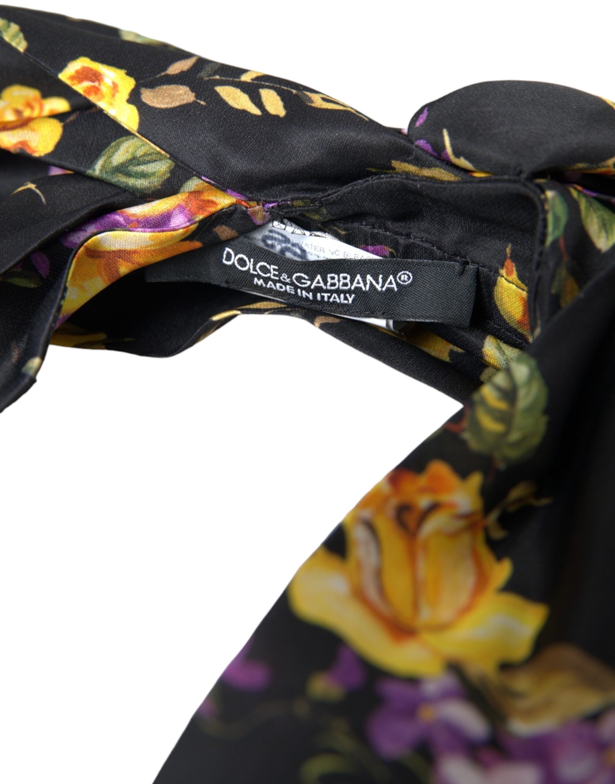 Dolce & Gabbana Black Floral Applique Silk Women's Headband Tiara