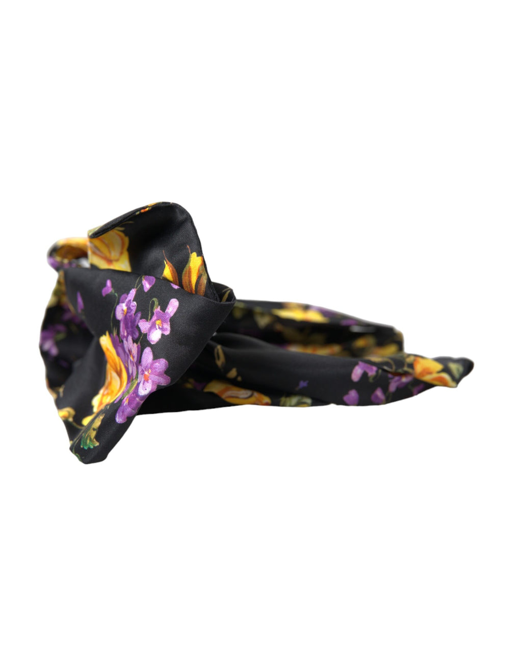 Dolce & Gabbana Black Floral Applique Silk Women's Headband Tiara