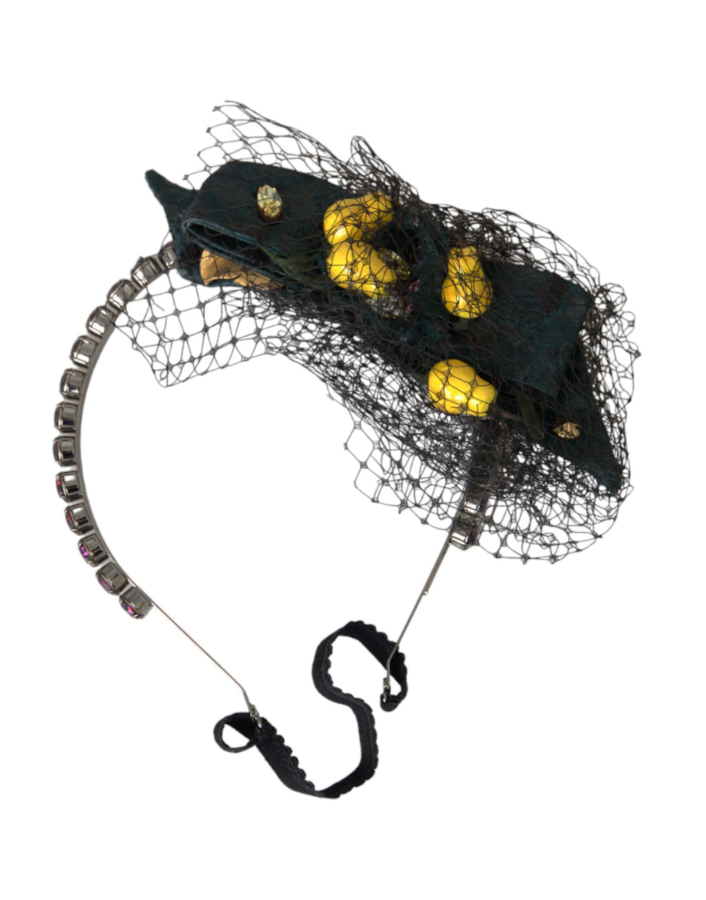 Dolce & Gabbana Black Lemons Sicily Purple Crystal Mesh Headband Tiara