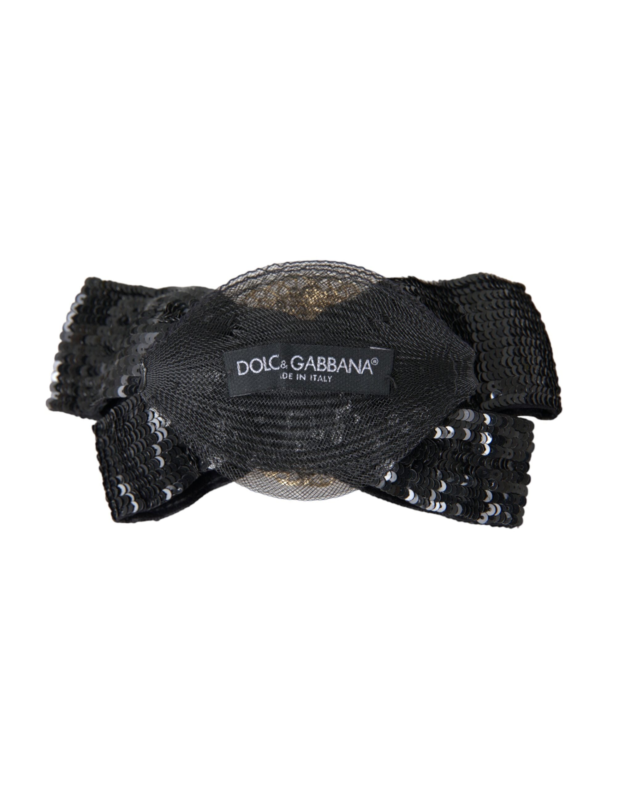 Dolce & Gabbana Black Sequin Pearl Handmade Brooch Hairpin