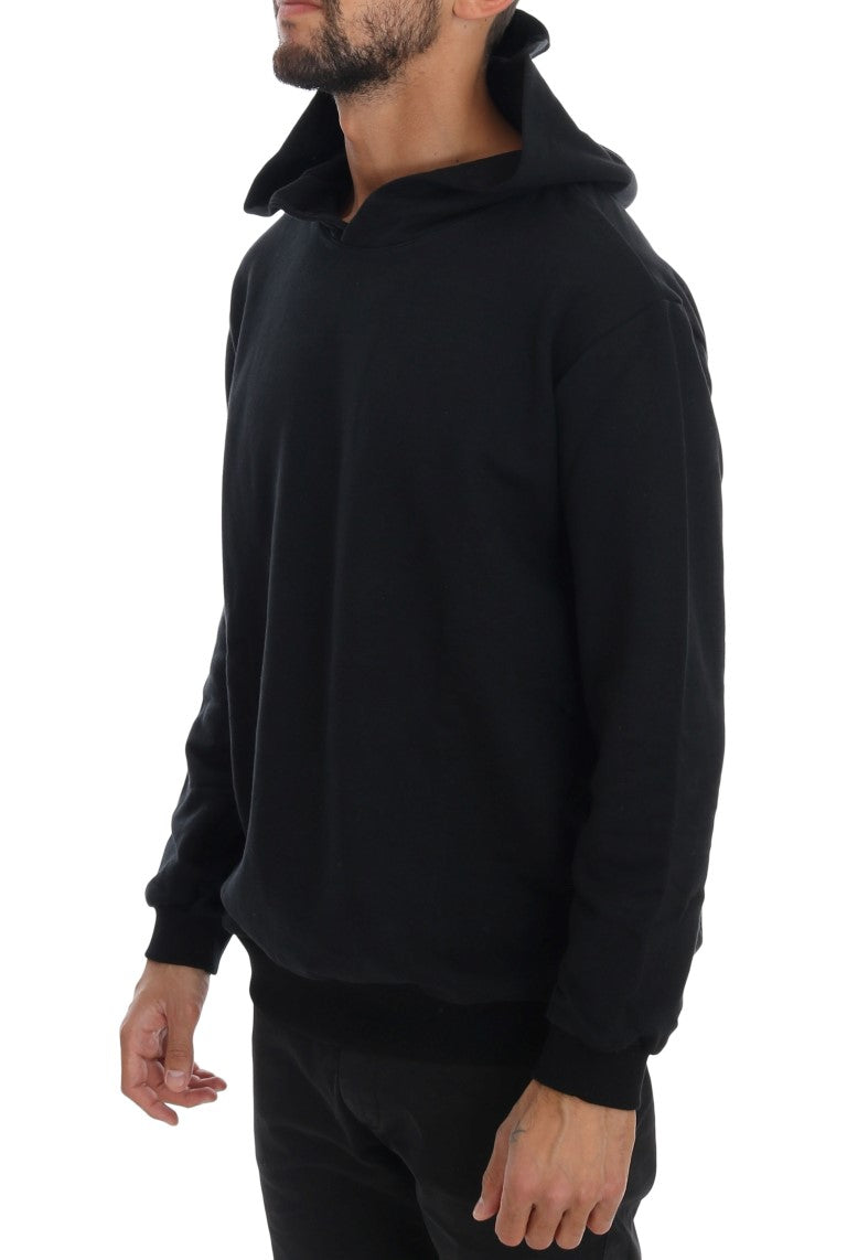Daniele Alessandrini Schwarzer Gym Casual Baumwollpullover mit Kapuze