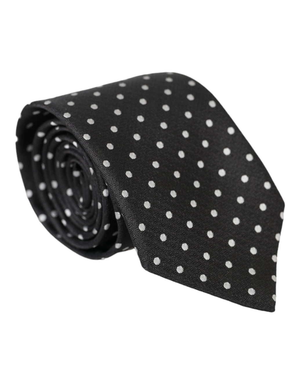 Dolce & Gabbana Black White Polka Dots 100% Silk Tie Face Mask
