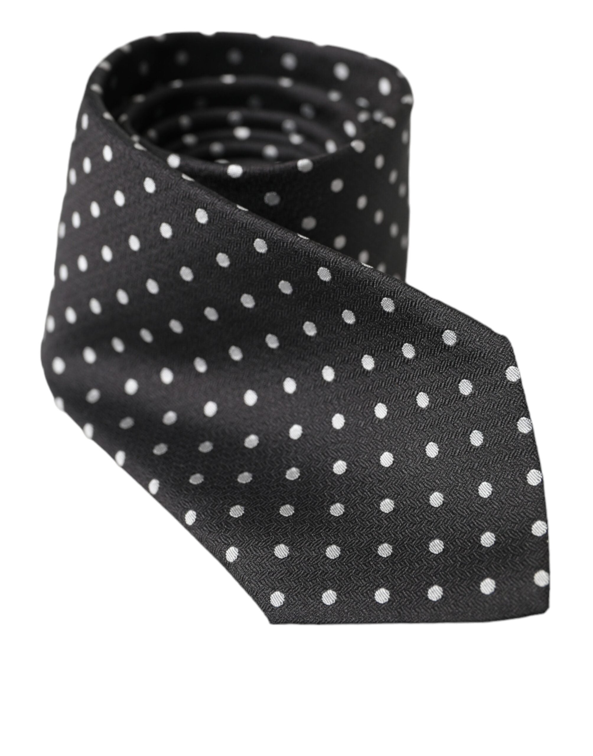 Dolce & Gabbana Black White Polka Dots 100% Silk Tie Face Mask