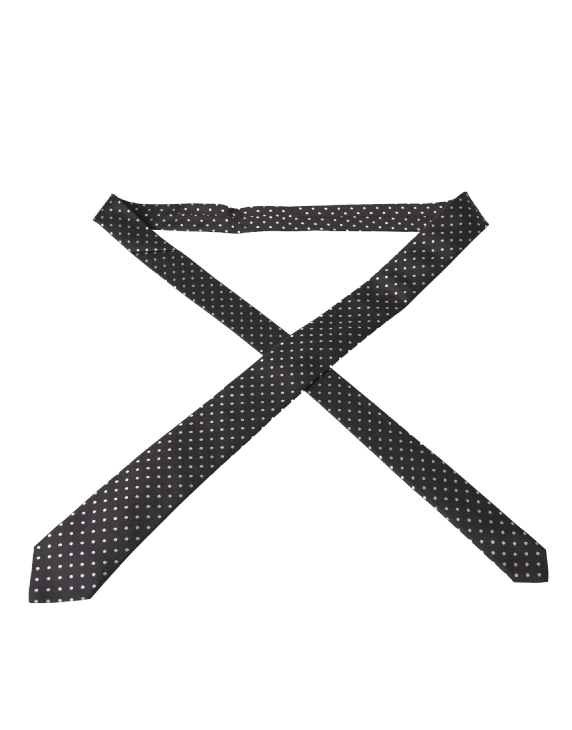 Dolce & Gabbana Black White Polka Dots 100% Silk Tie Face Mask