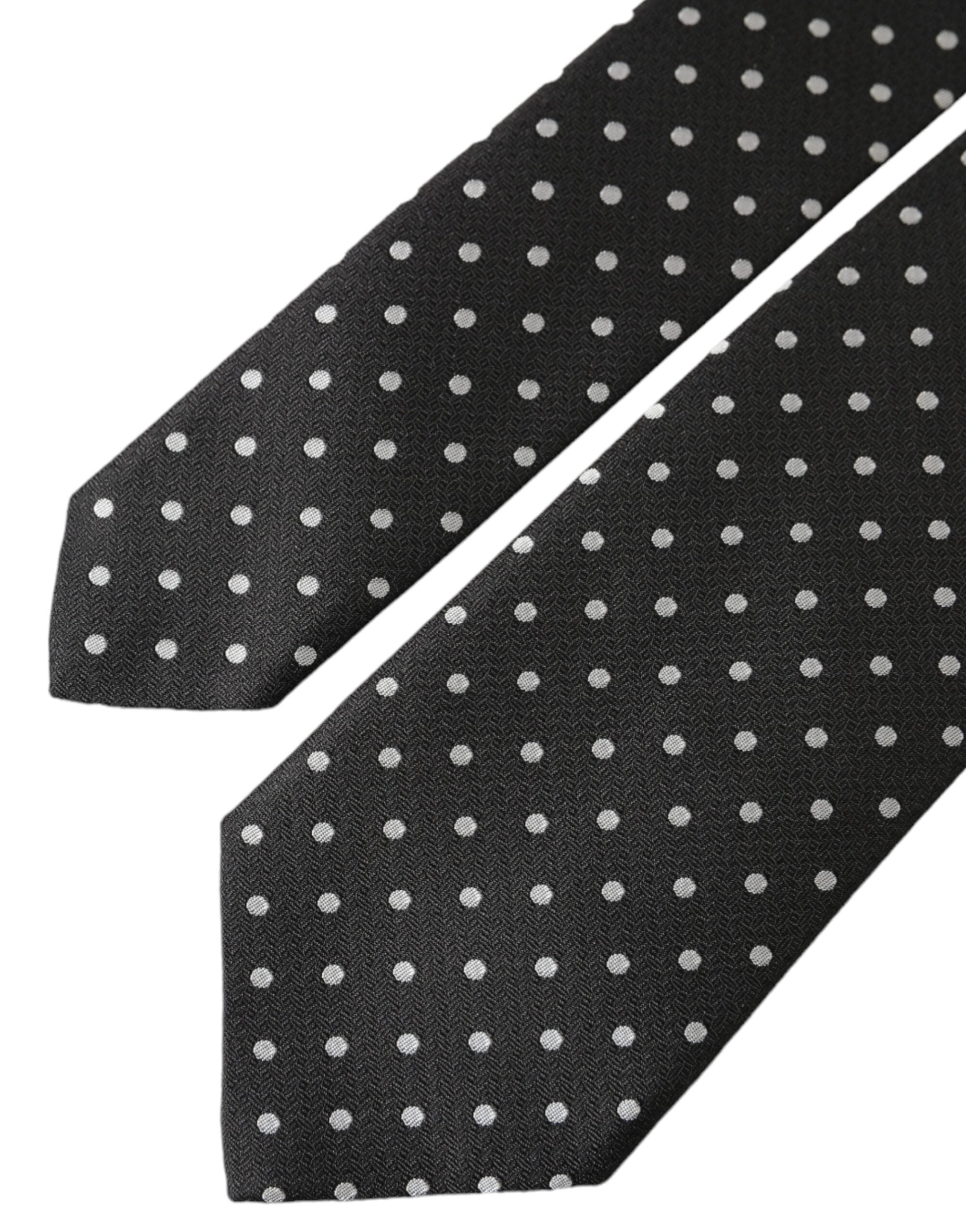 Dolce & Gabbana Black White Polka Dots 100% Silk Tie Face Mask