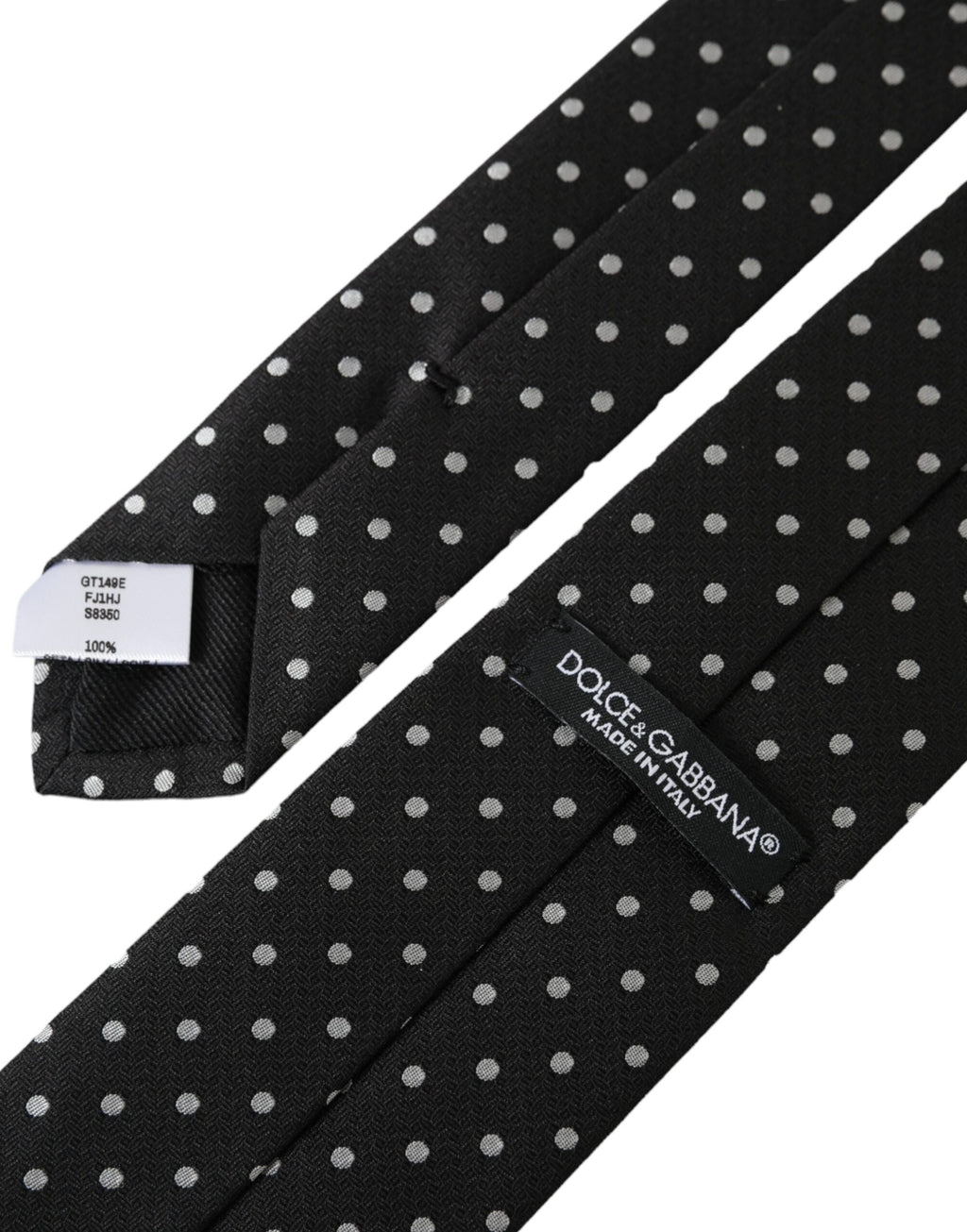 Dolce & Gabbana Black White Polka Dots 100% Silk Tie Face Mask
