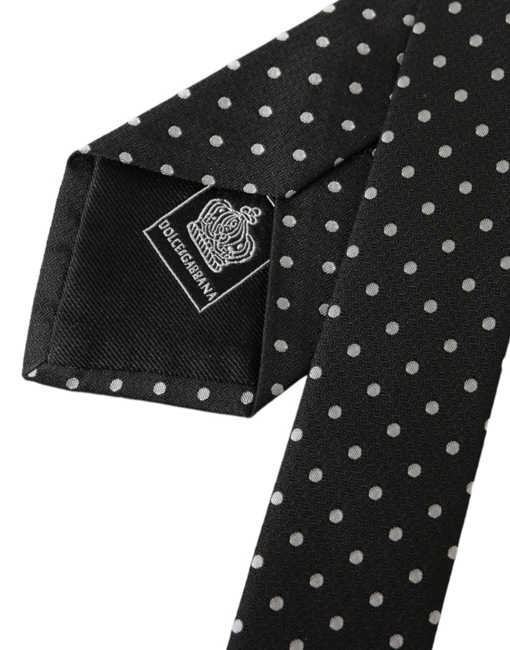 Dolce & Gabbana Black White Polka Dots 100% Silk Tie Face Mask