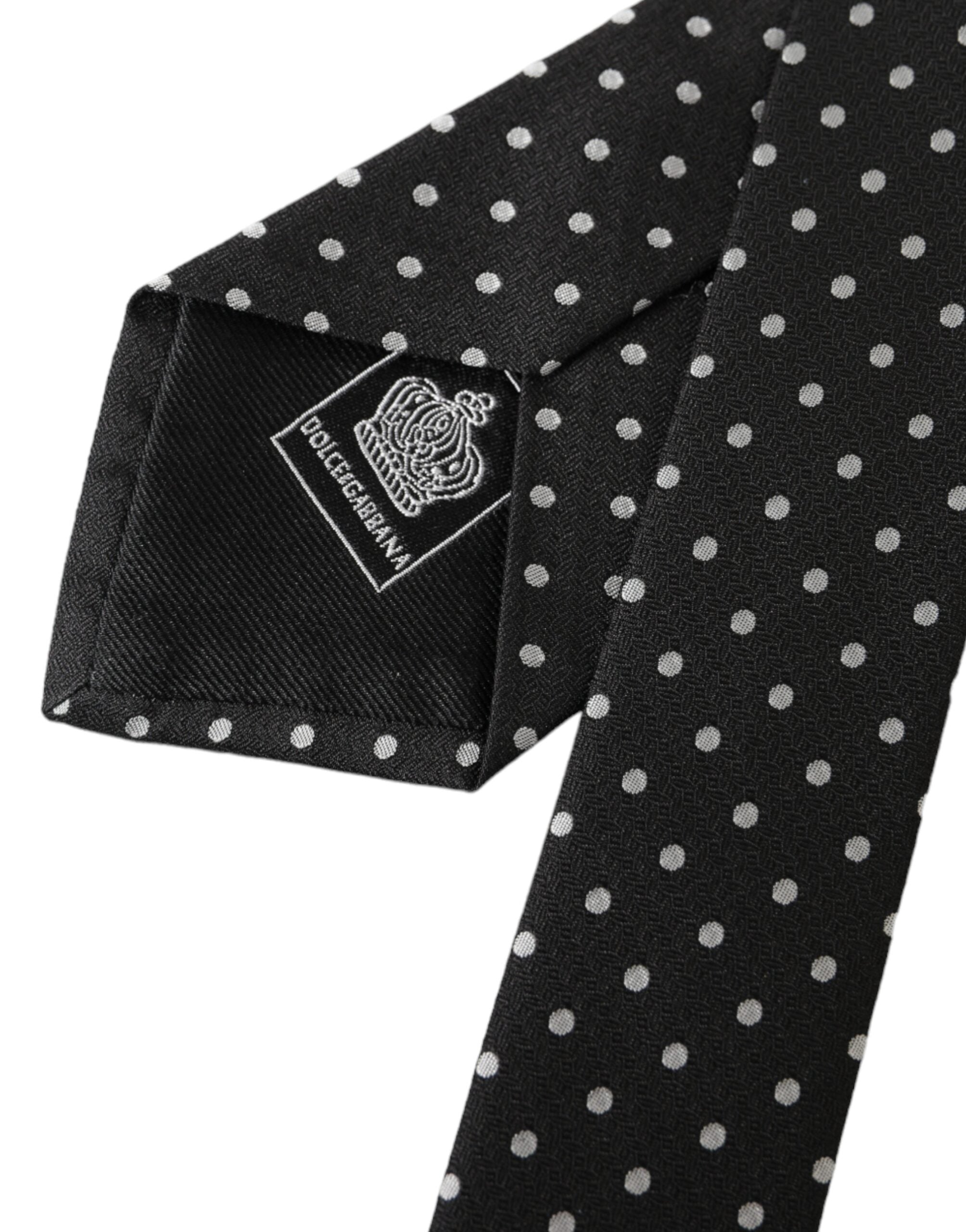 Dolce & Gabbana Black White Polka Dots 100% Silk Tie Face Mask