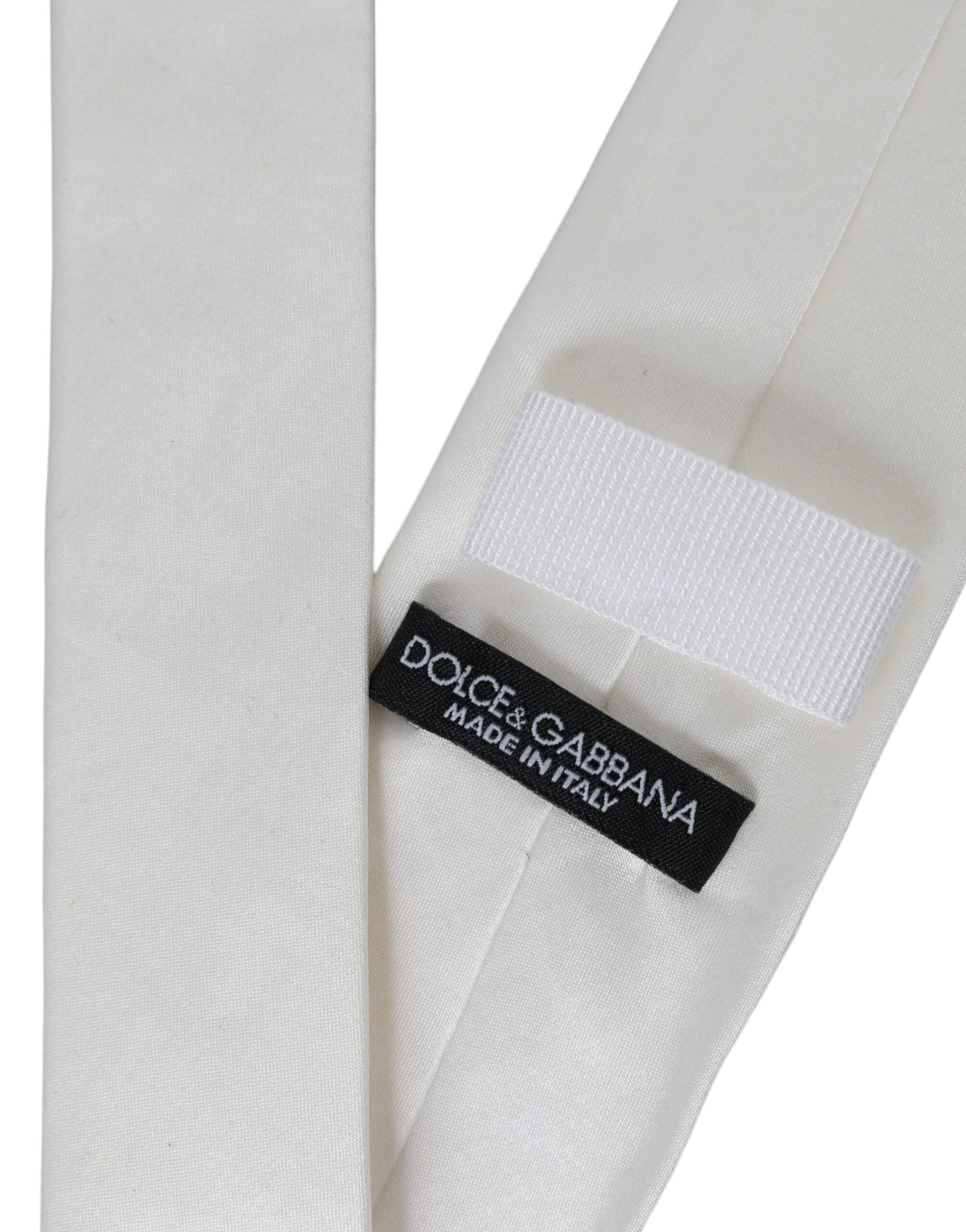 Dolce & Gabbana White Silk Blend Adjustable Bow Tie Men's