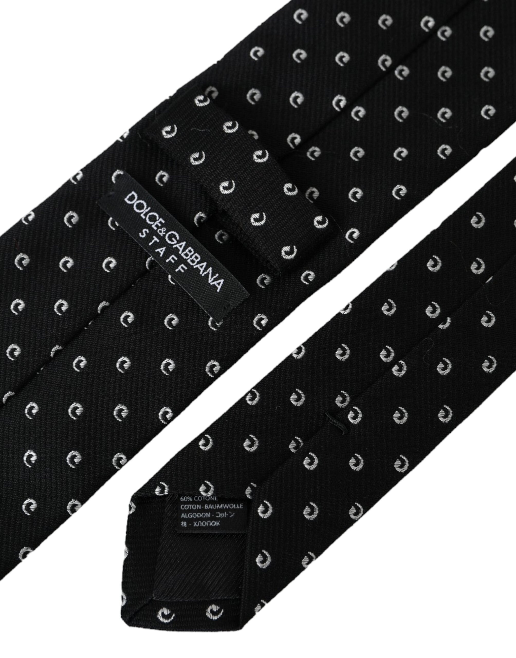 Dolce & Gabbana Black Logo Adjustable Bow Tie in Cotton Blend
