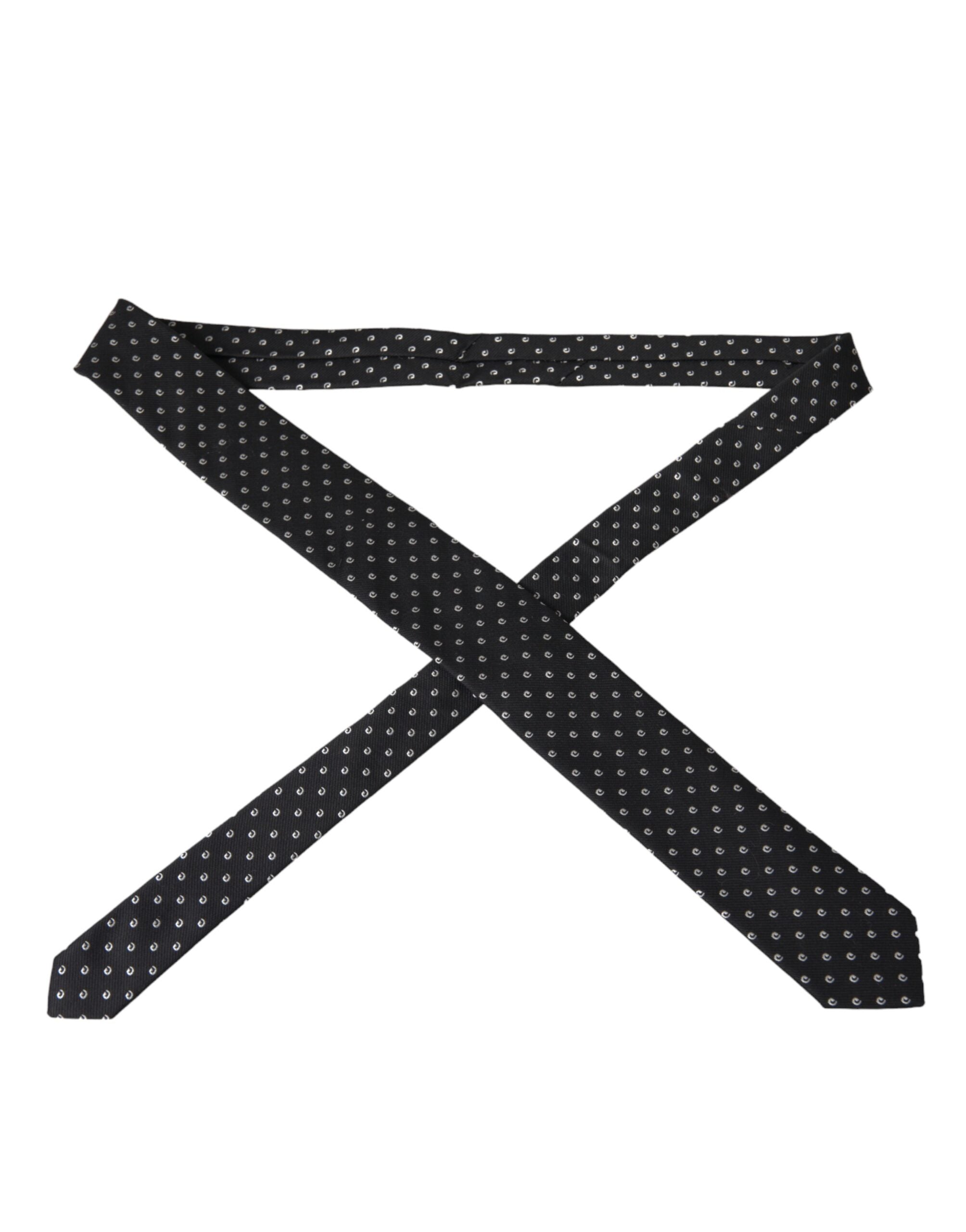 Dolce & Gabbana Black Logo Adjustable Bow Tie in Cotton Blend