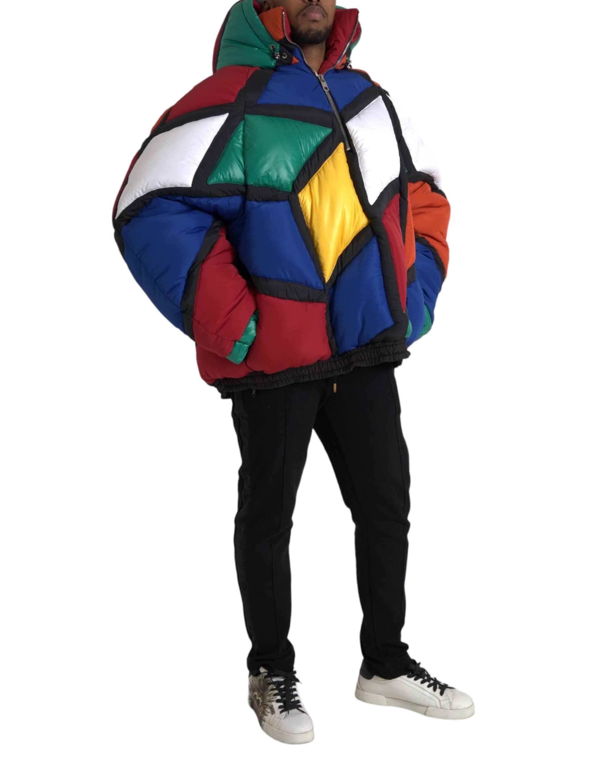 Dolce & Gabbana Multicolor gesteppte Kapuzen-Pufferjacke