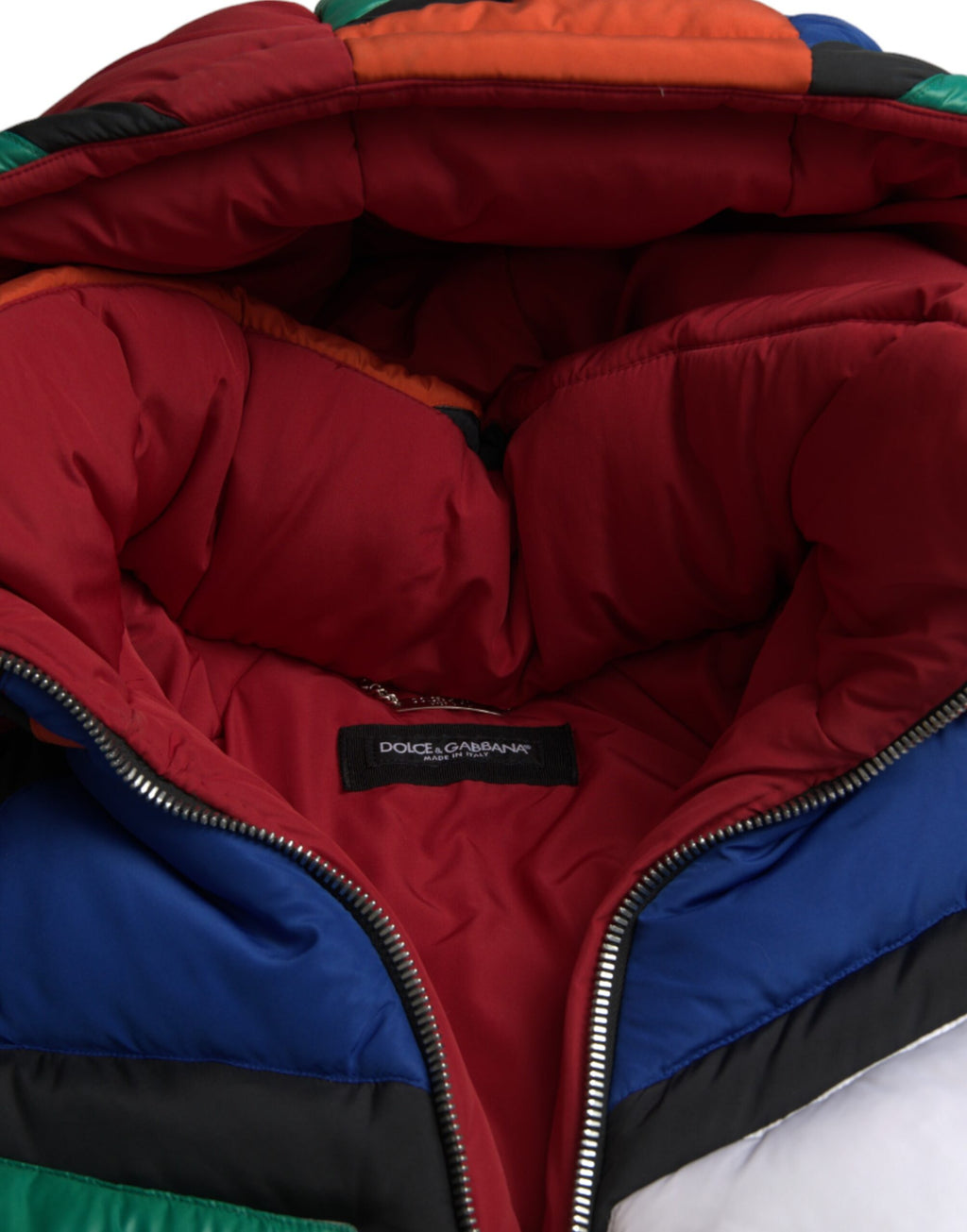 Dolce & Gabbana Multicolor gesteppte Kapuzen-Pufferjacke