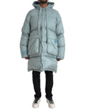 Dolce & Gabbana Hellblaue gesteppte Kapuzen-Pufferjacke Männer