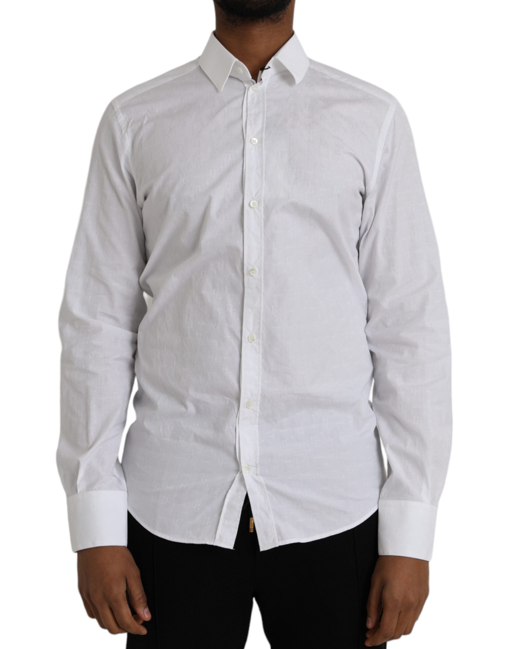Dolce & Gabbana White Long-sleeved Cotton Shirt GOLD