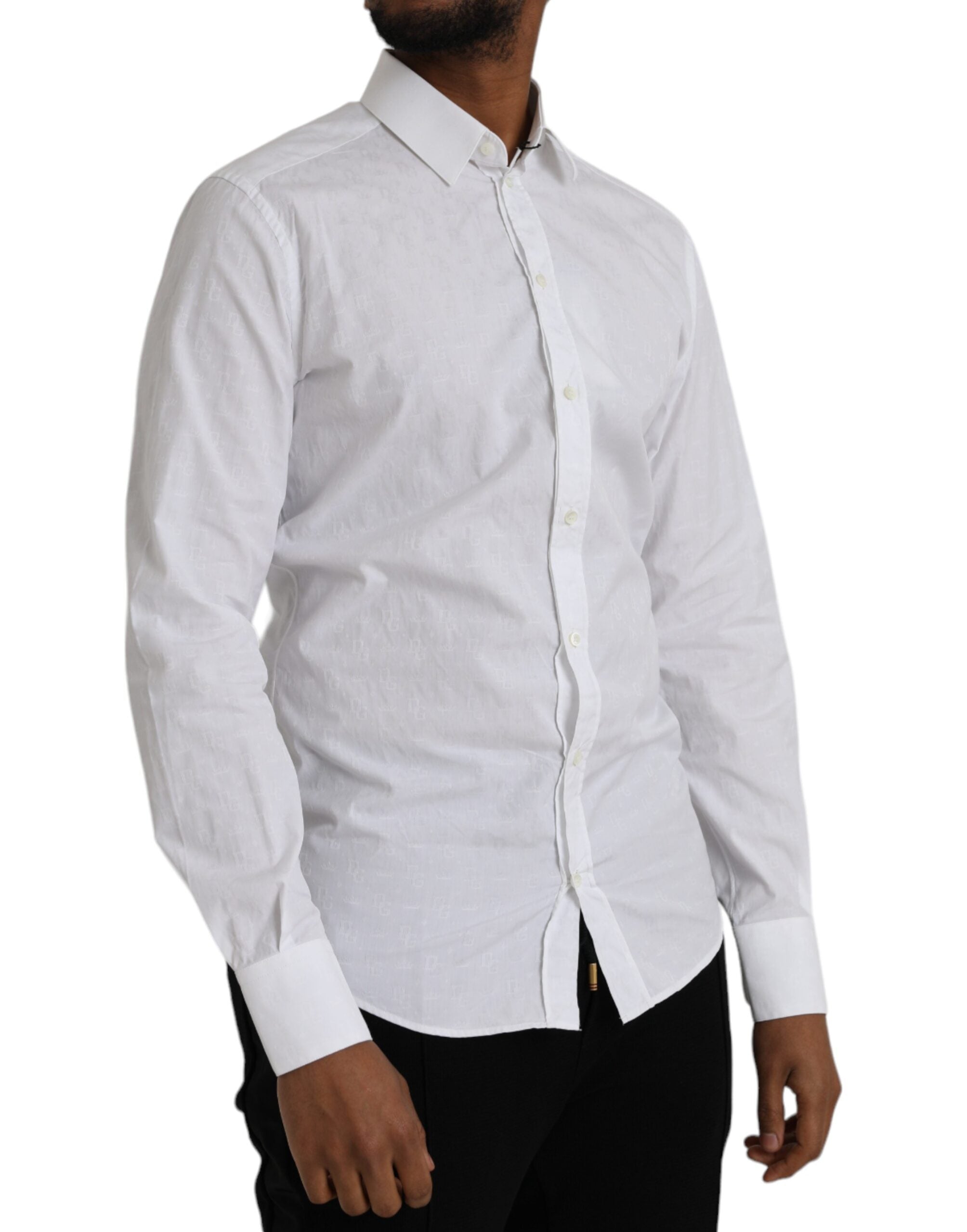 Dolce & Gabbana White Long-sleeved Cotton Shirt GOLD