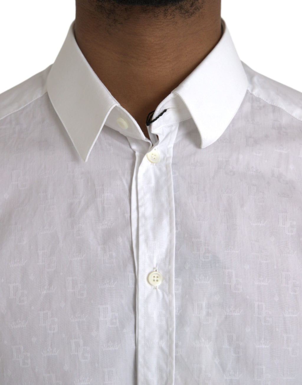 Dolce & Gabbana White Long-sleeved Cotton Shirt GOLD