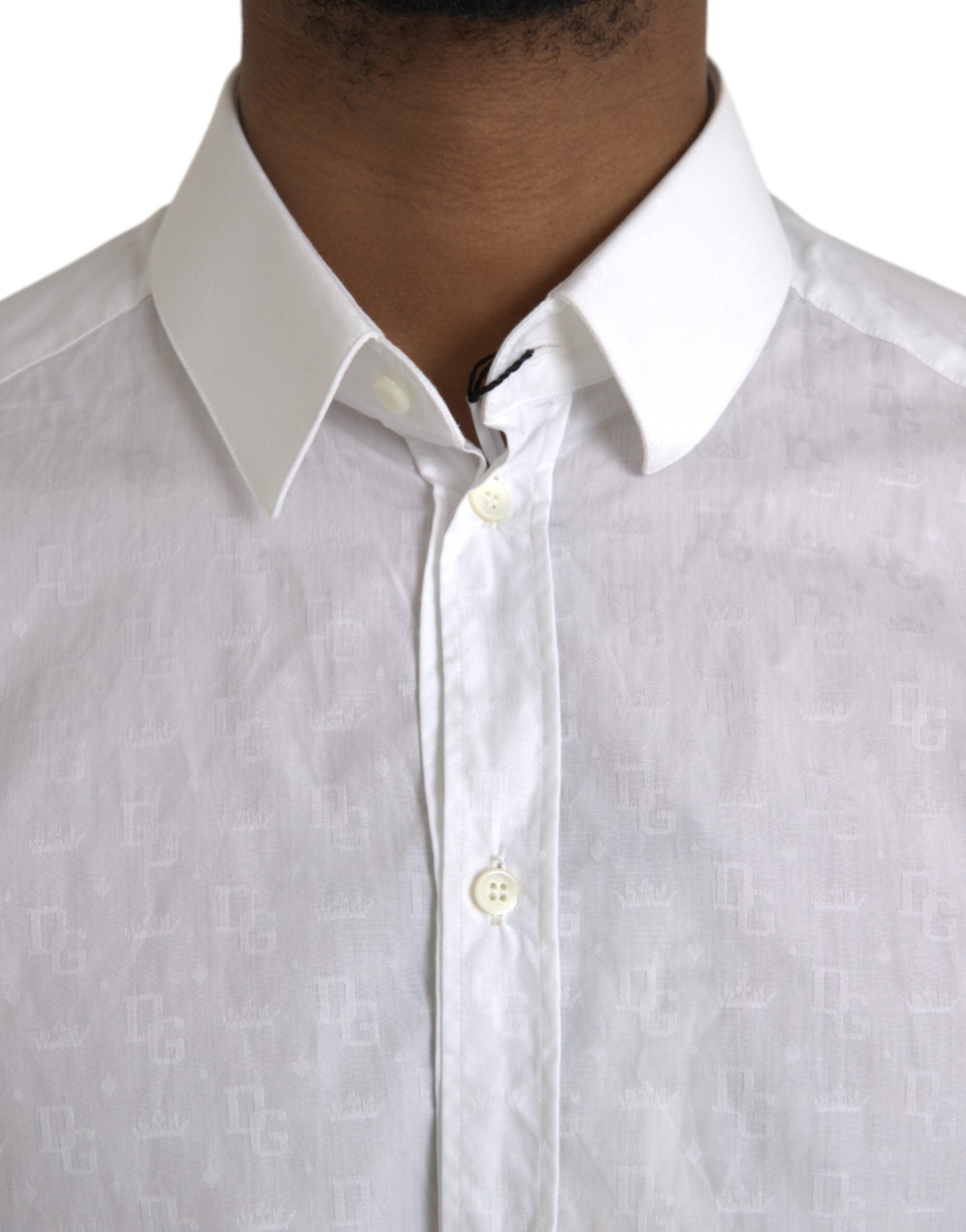 Dolce & Gabbana White Long-sleeved Cotton Shirt GOLD