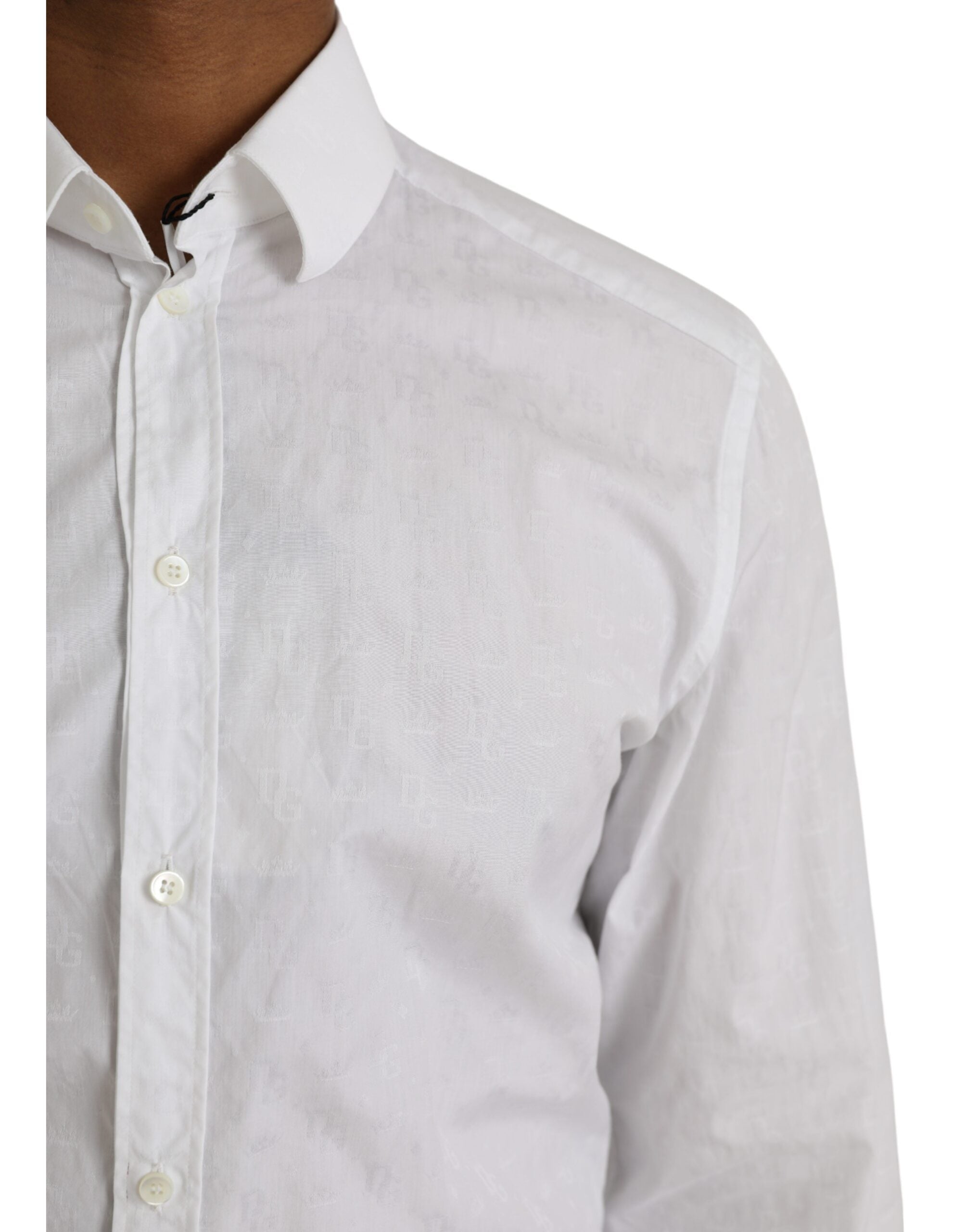 Dolce & Gabbana White Long-sleeved Cotton Shirt GOLD