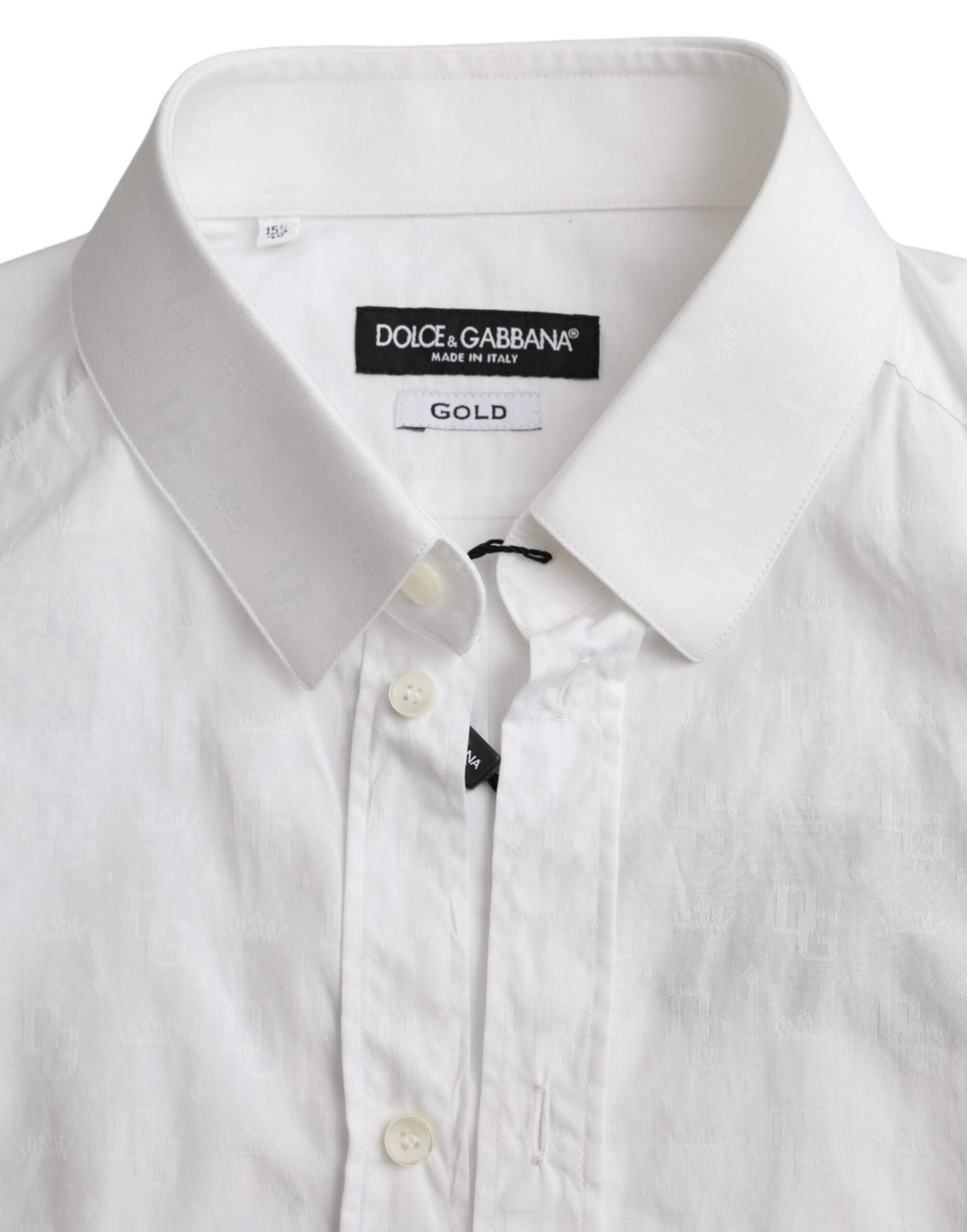 Dolce & Gabbana White Long-sleeved Cotton Shirt GOLD