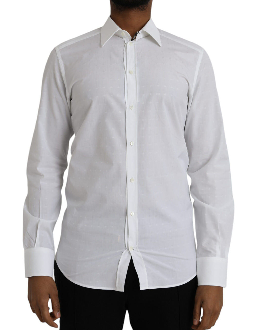 Dolce & Gabbana White Logo Cotton Men's GOLD Dress Shirt