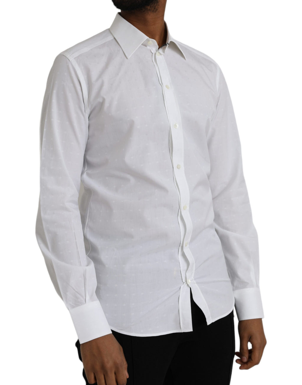 Dolce & Gabbana White Logo Cotton Men's GOLD Dress Shirt