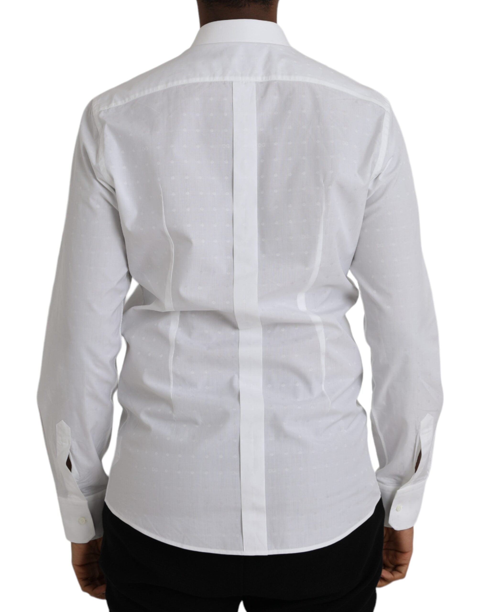 Dolce & Gabbana White Logo Cotton Men's GOLD Dress Shirt