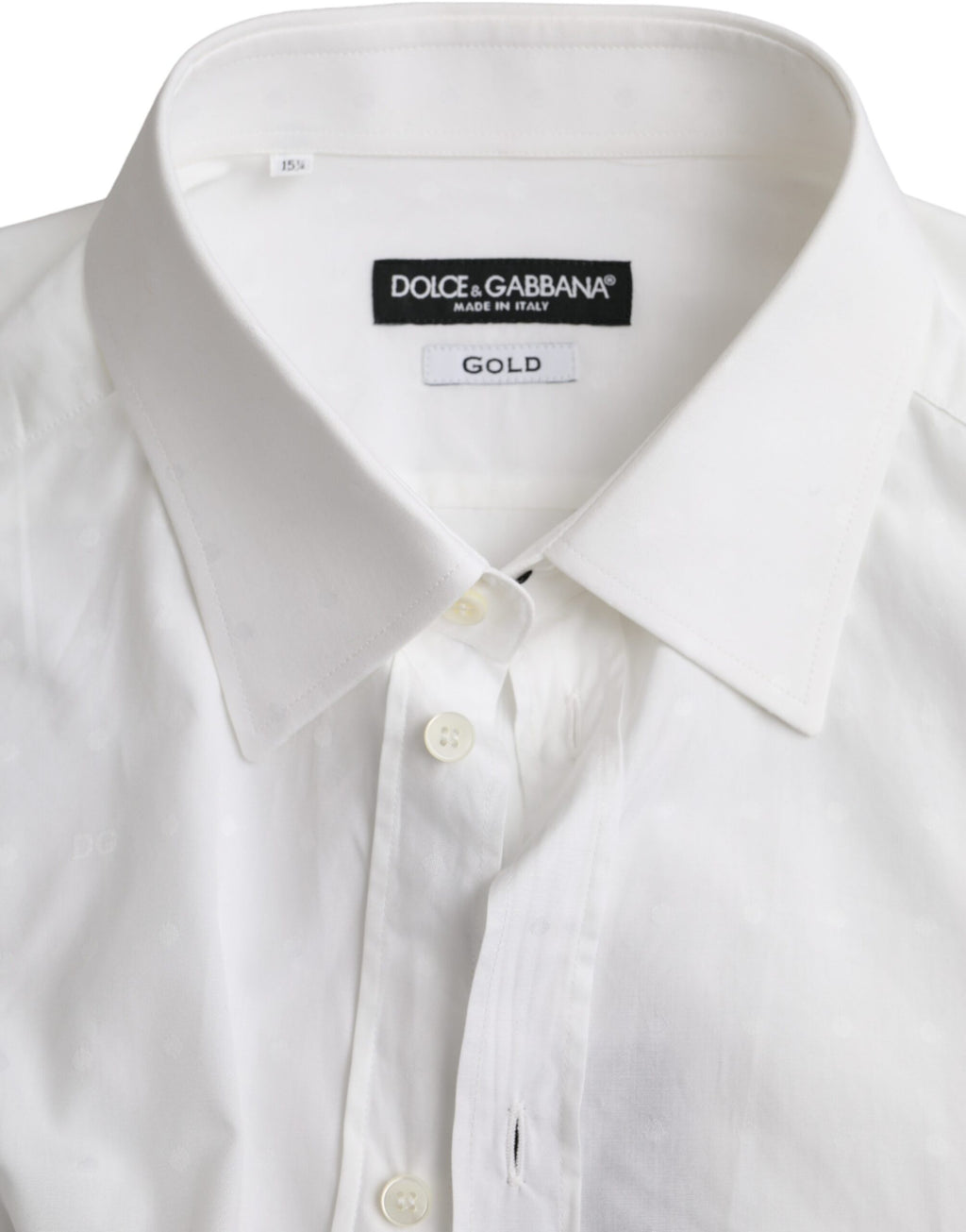 Dolce & Gabbana White Logo Cotton Men's GOLD Dress Shirt