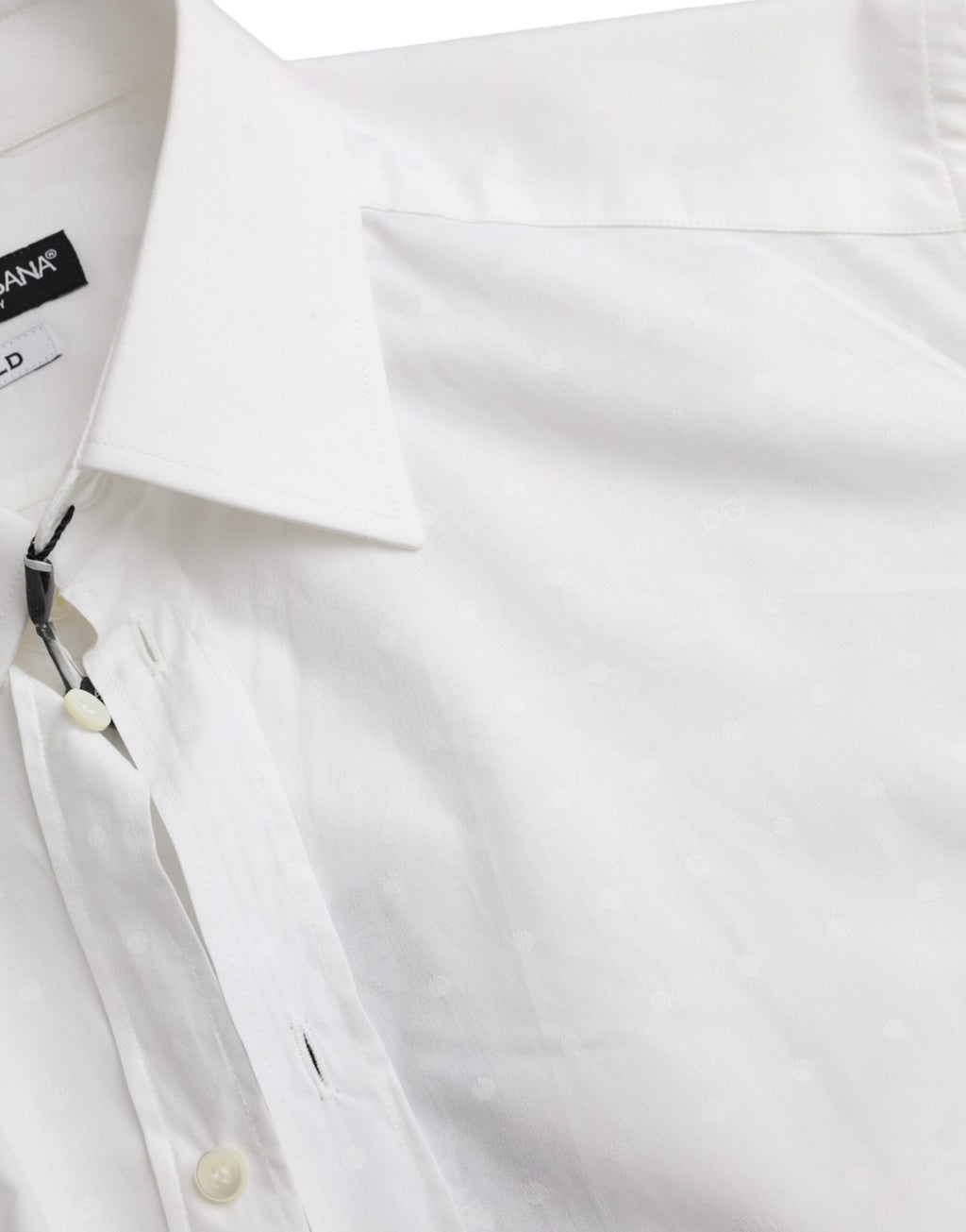 Dolce & Gabbana White Logo Cotton Men's GOLD Dress Shirt